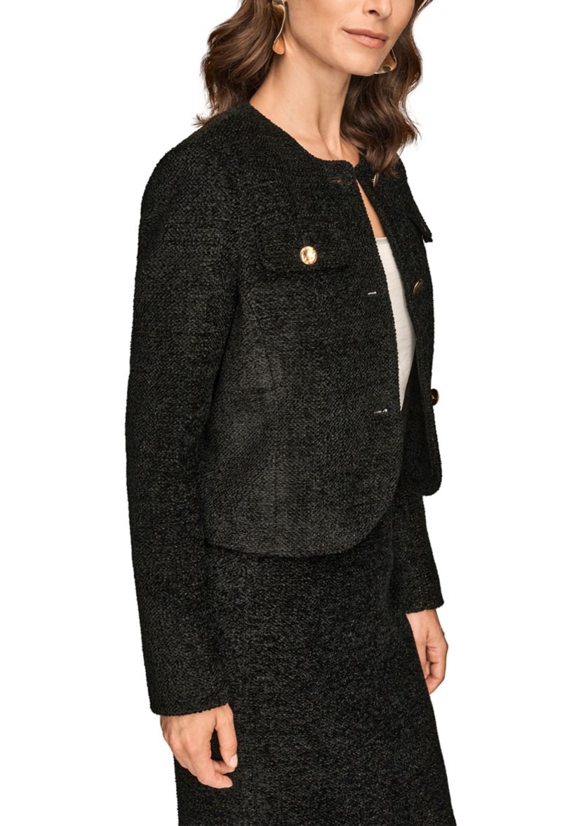 Womens Novelty Button-Front Cropped Jacket