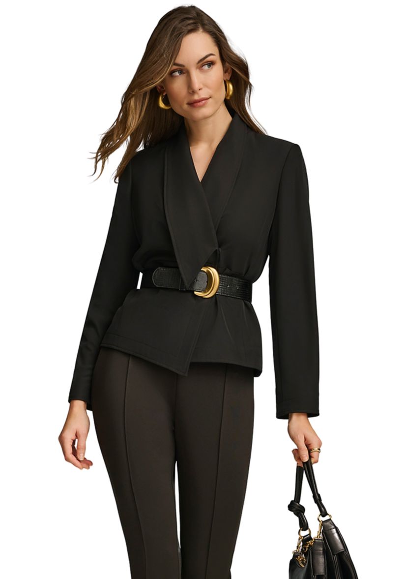Womens Soft Suited Belted Blazer