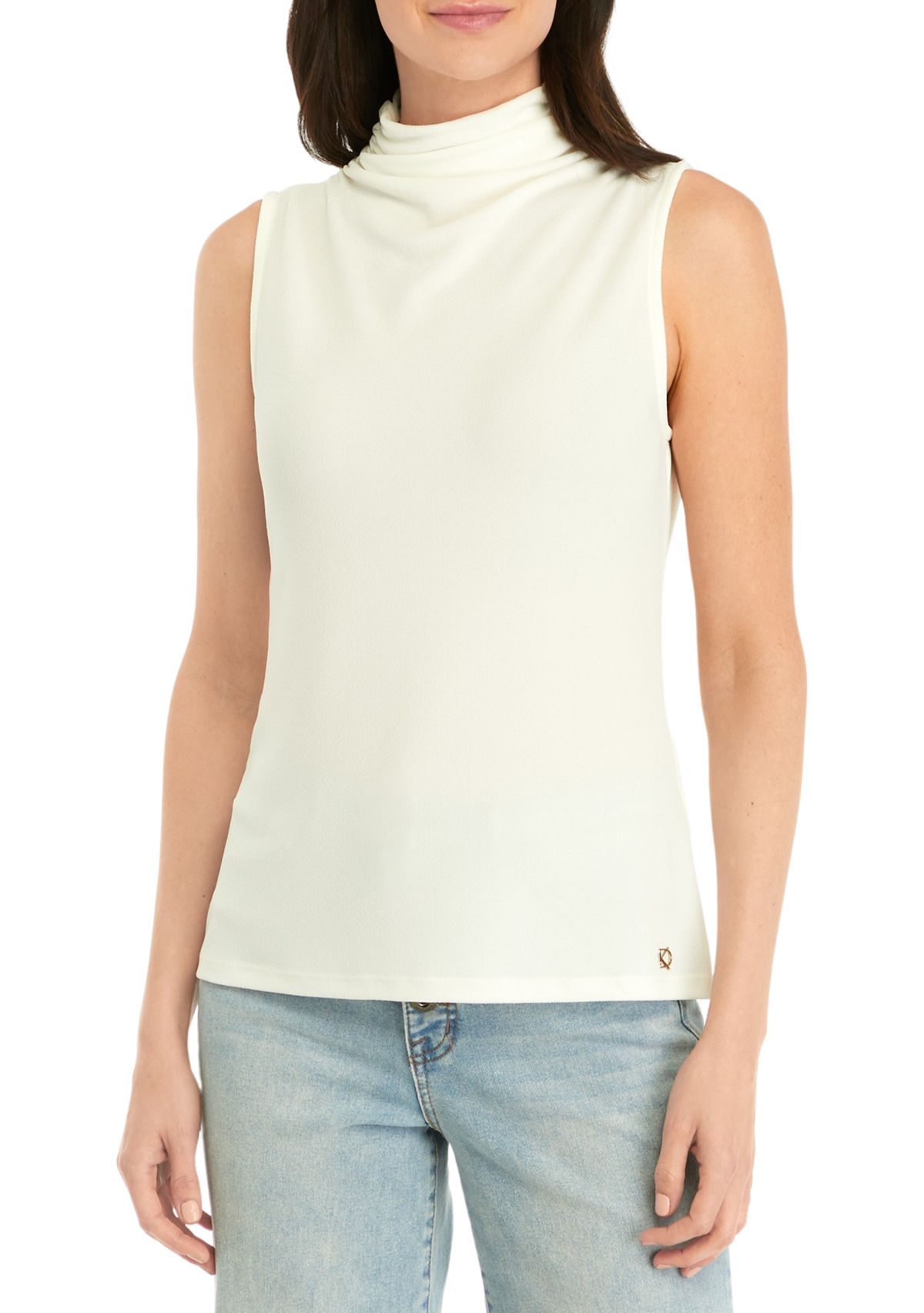 Womens Sleeveless Mock Neck Top