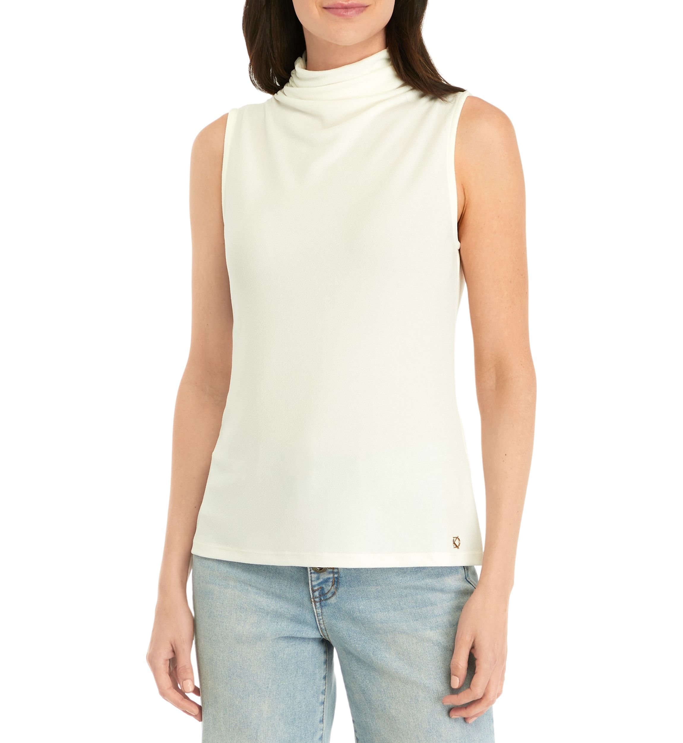 Womens Sleeveless Mock Neck Top