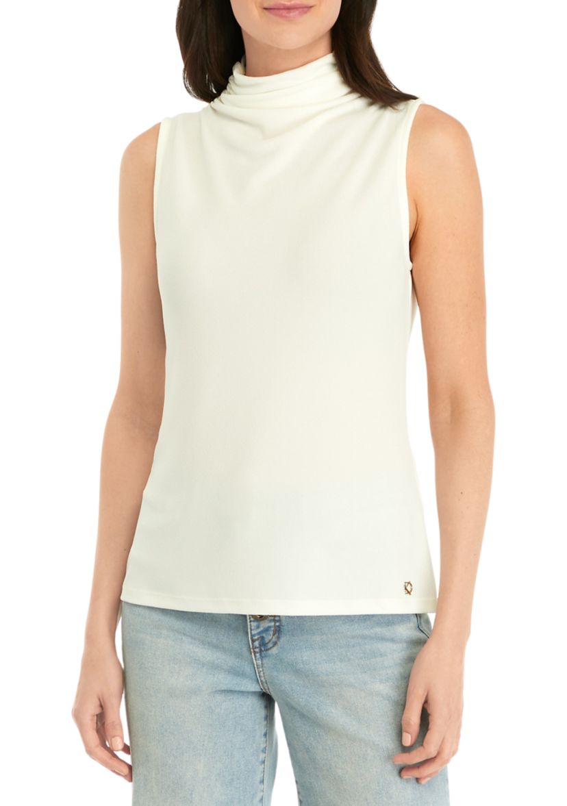 Womens Sleeveless Mock Neck Top