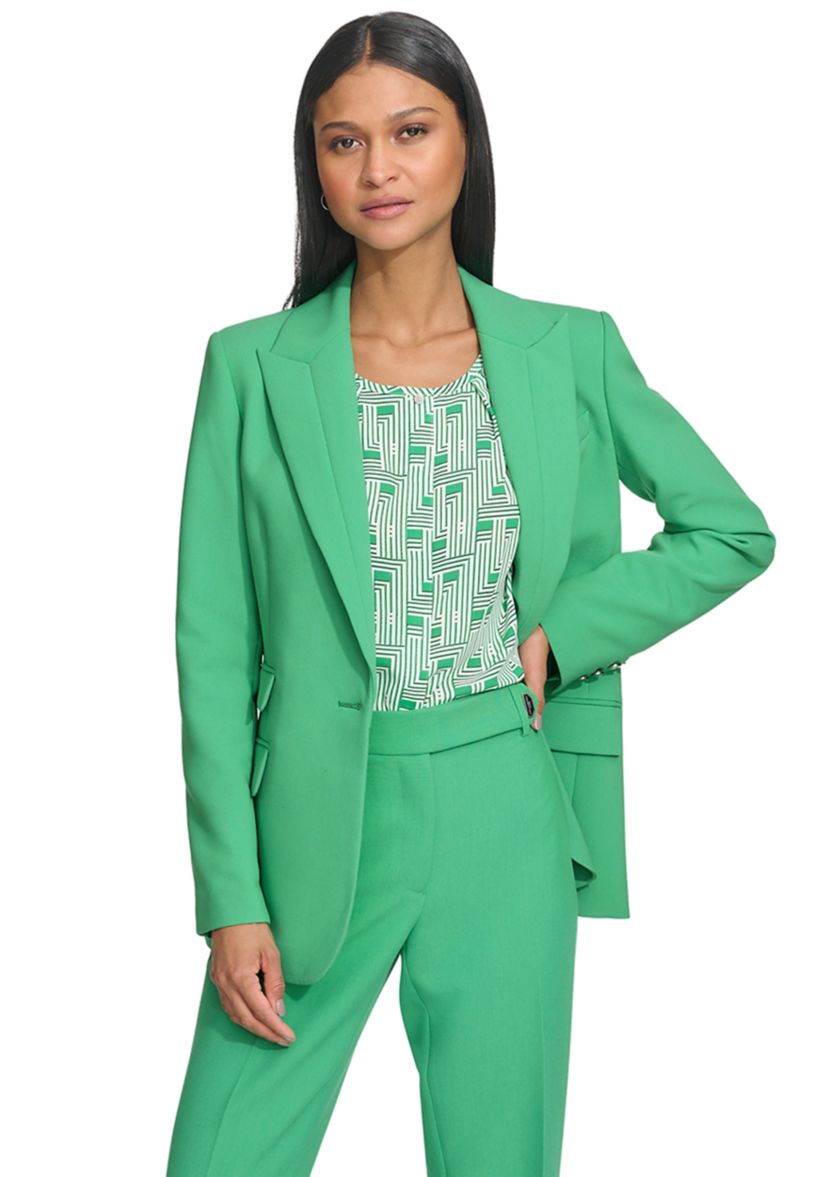 Womens Solid One Button Jacket