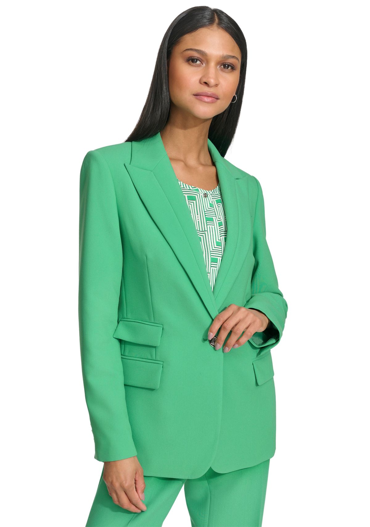 Womens Solid One Button Jacket