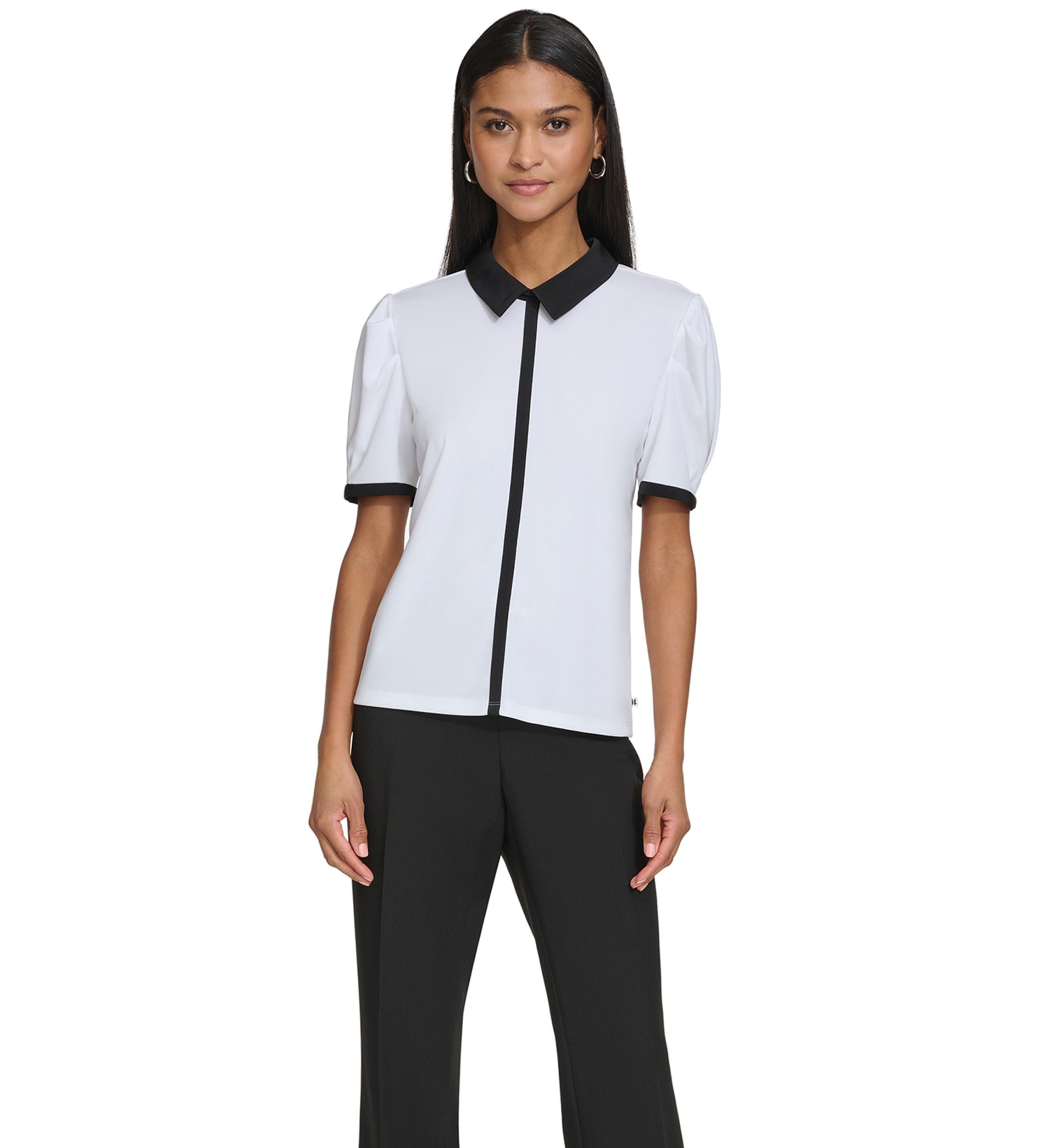 Womens Short Sleeve Color Blocked Top