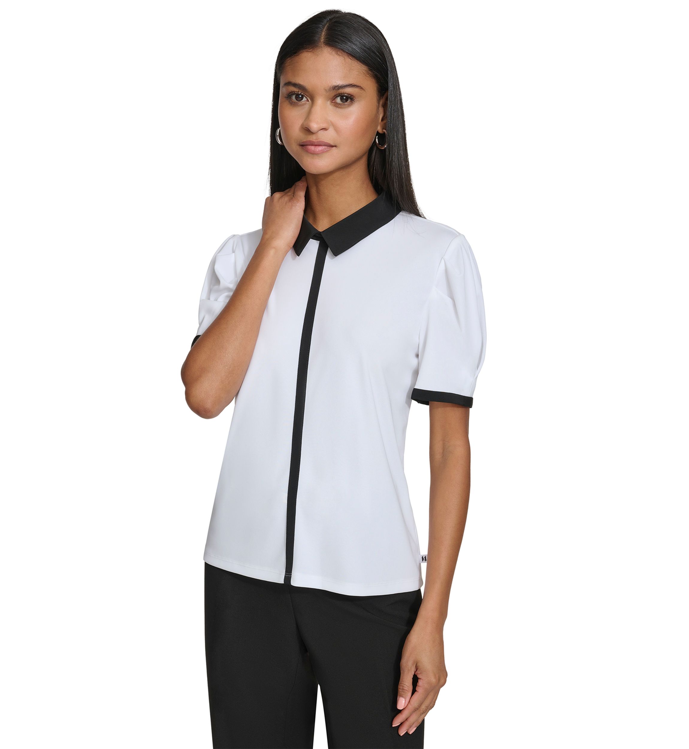Womens Short Sleeve Color Blocked Top