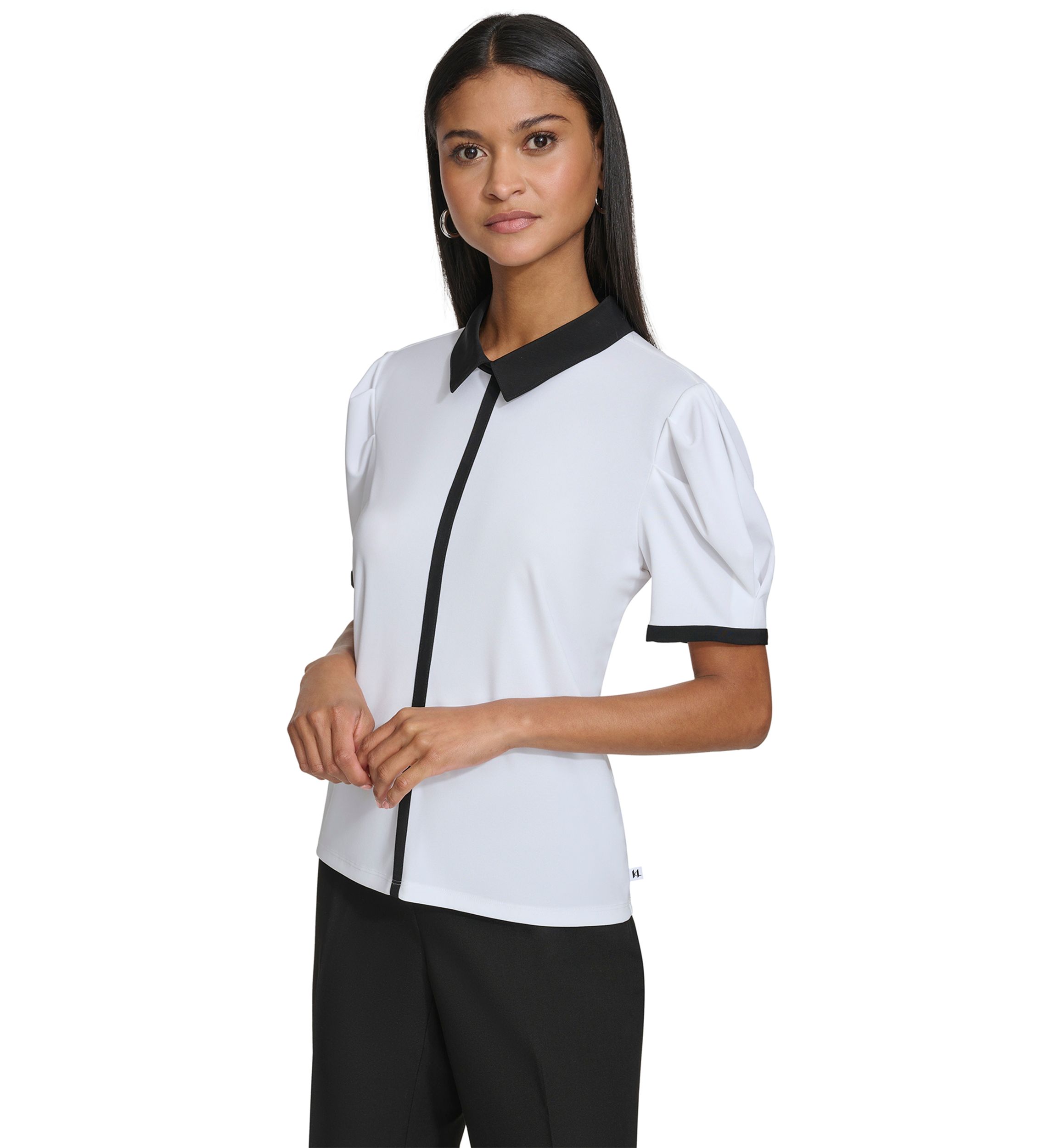 Womens Short Sleeve Color Blocked Top