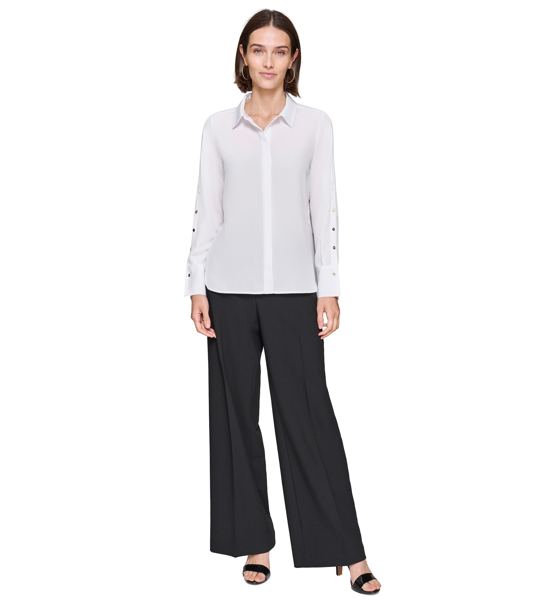 Womens Collared Button Down Blouse