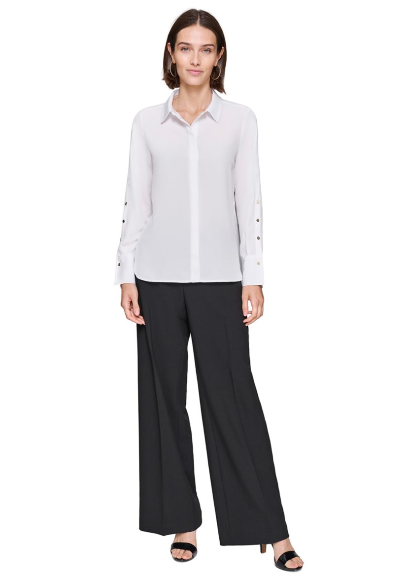 Womens Collared Button Down Blouse