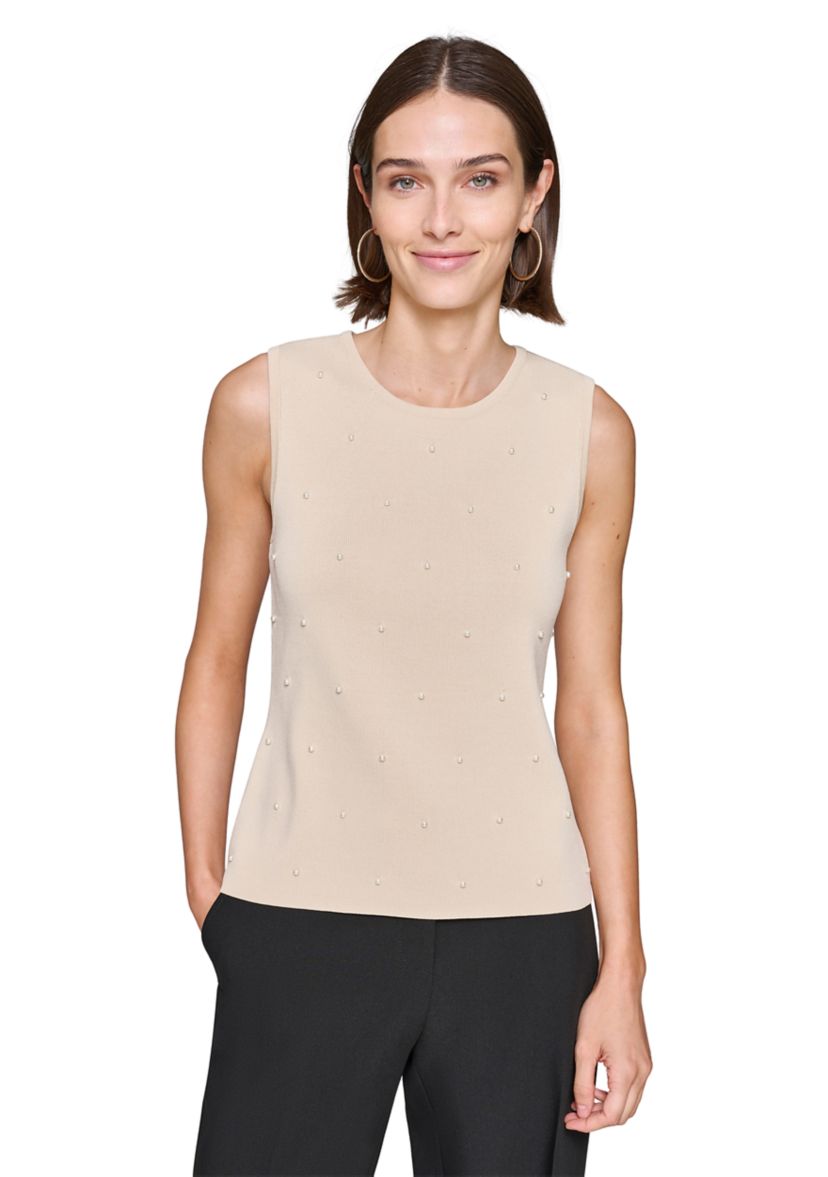 Womens Sleeveless Sweater with Pearls