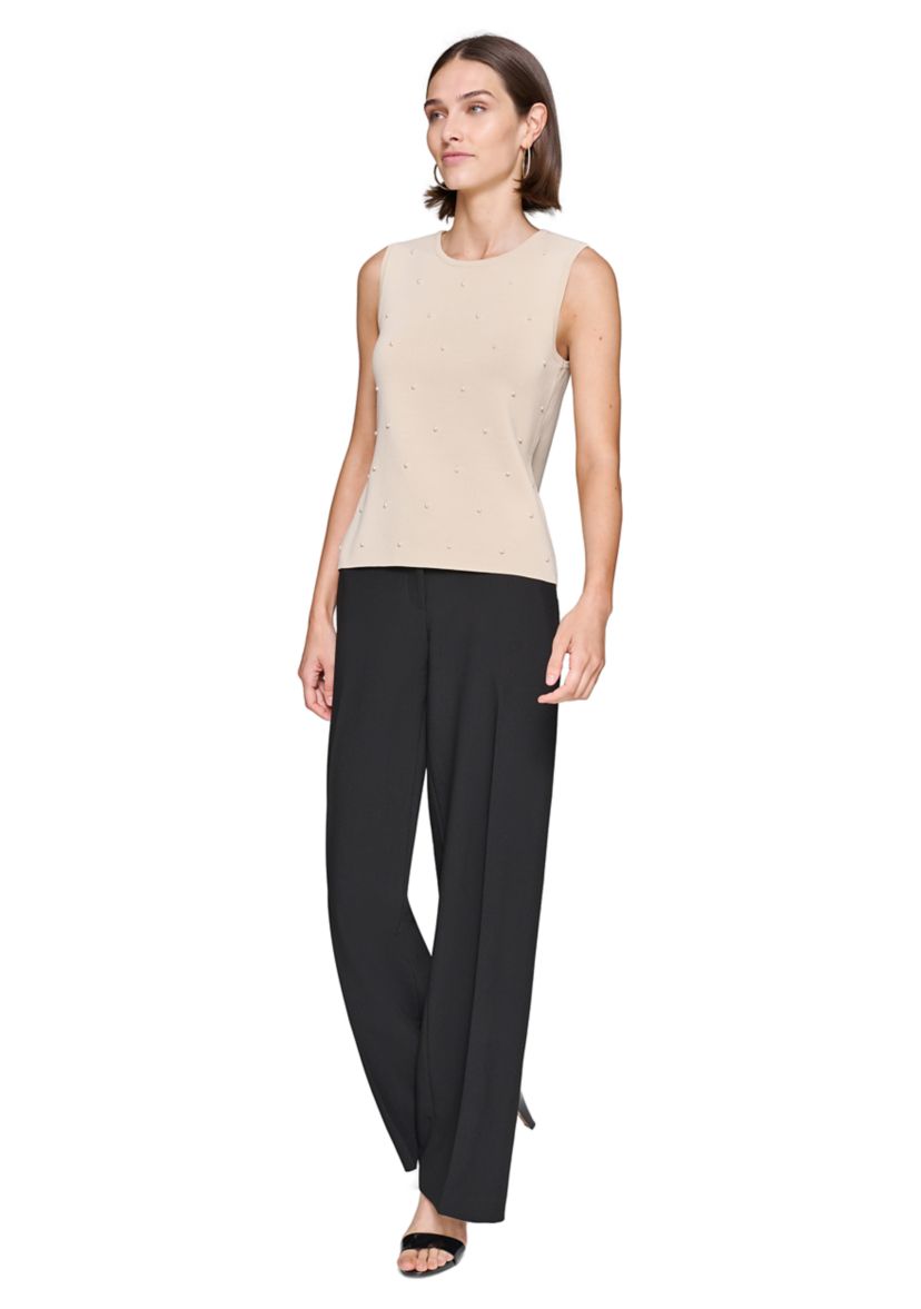 Womens Sleeveless Sweater with Pearls
