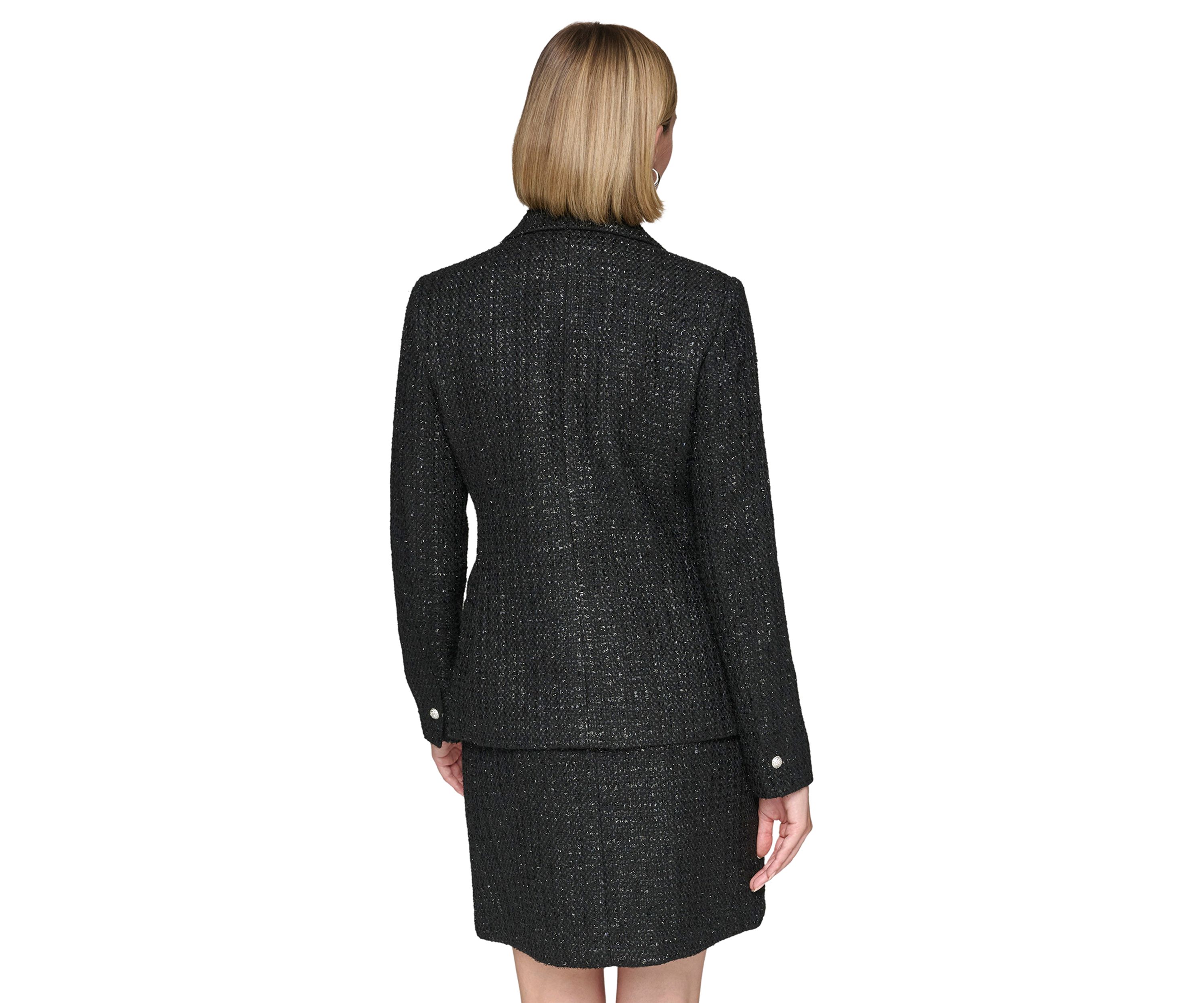 Womens Tweed Double Breasted Shimmer Jacket