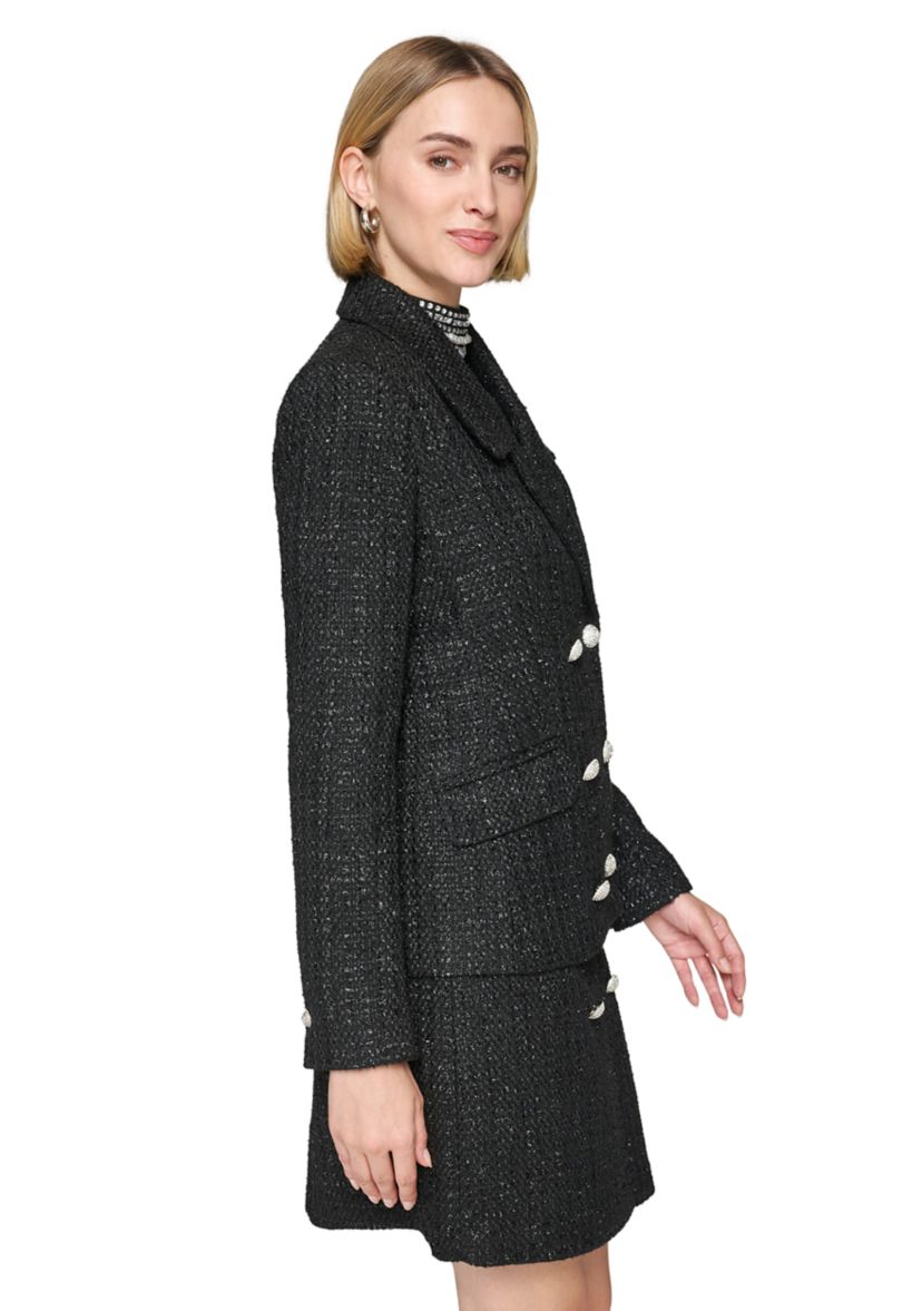 Womens Tweed Double Breasted Shimmer Jacket