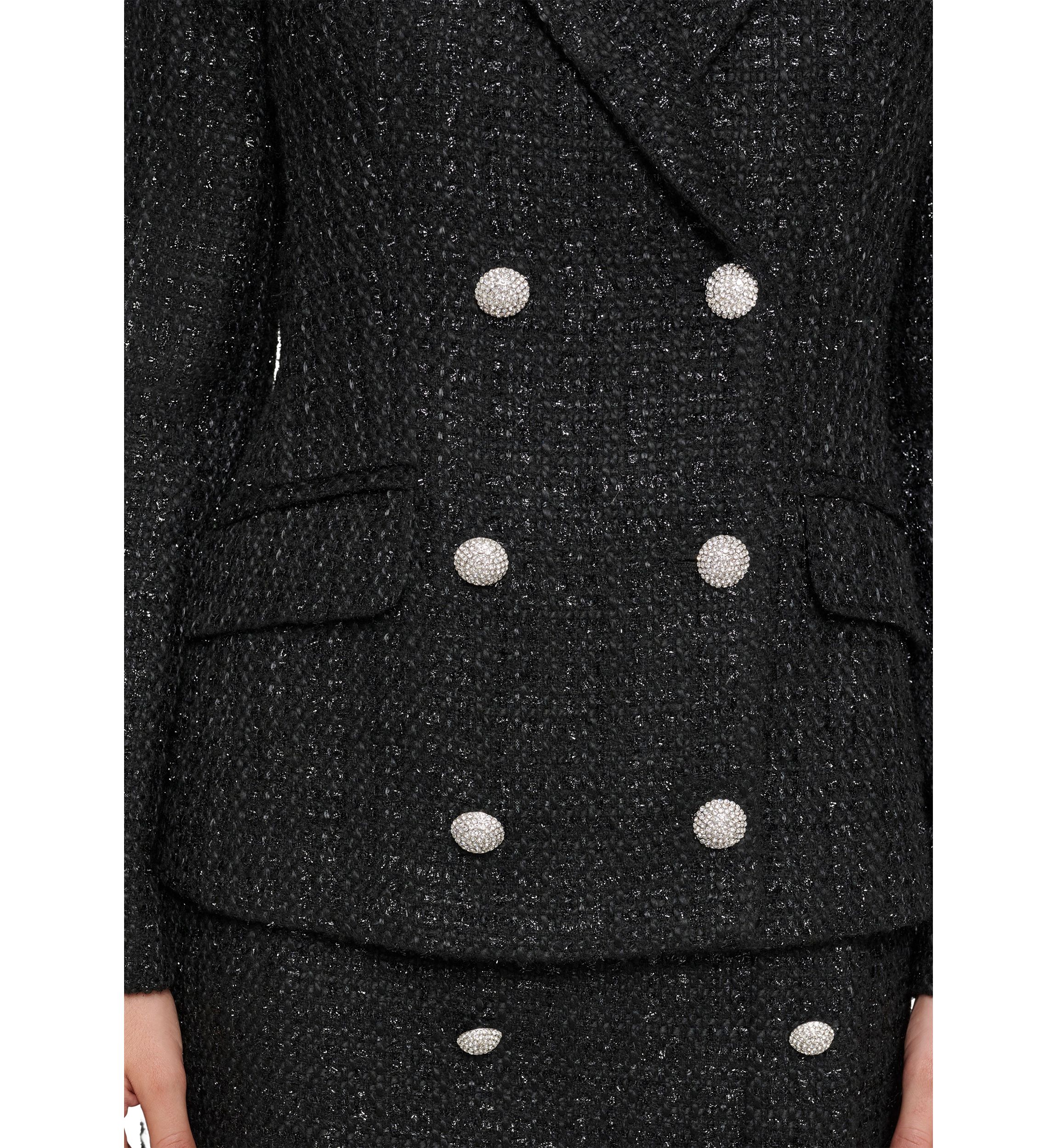 Womens Tweed Double Breasted Shimmer Jacket