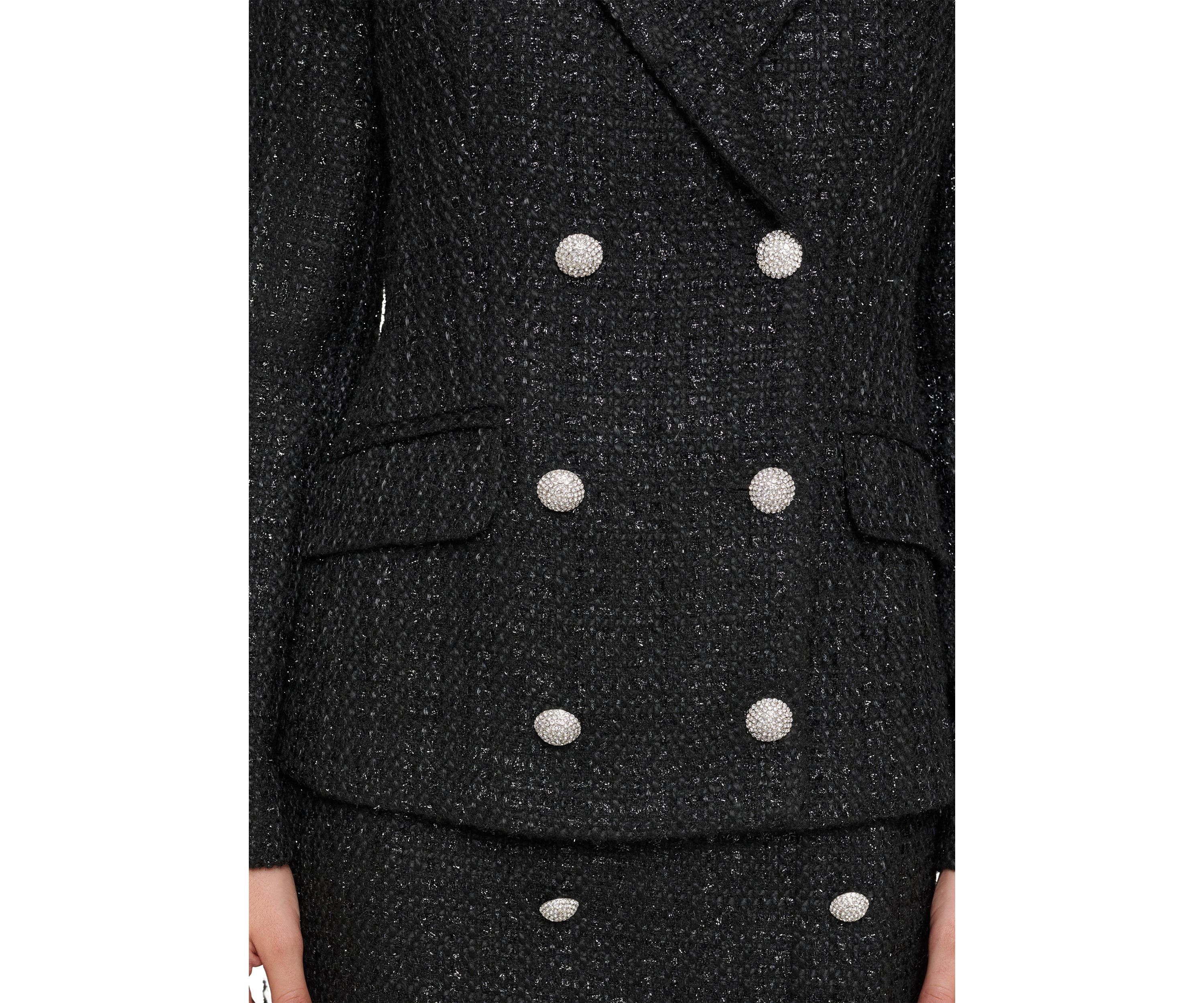 Womens Tweed Double Breasted Shimmer Jacket