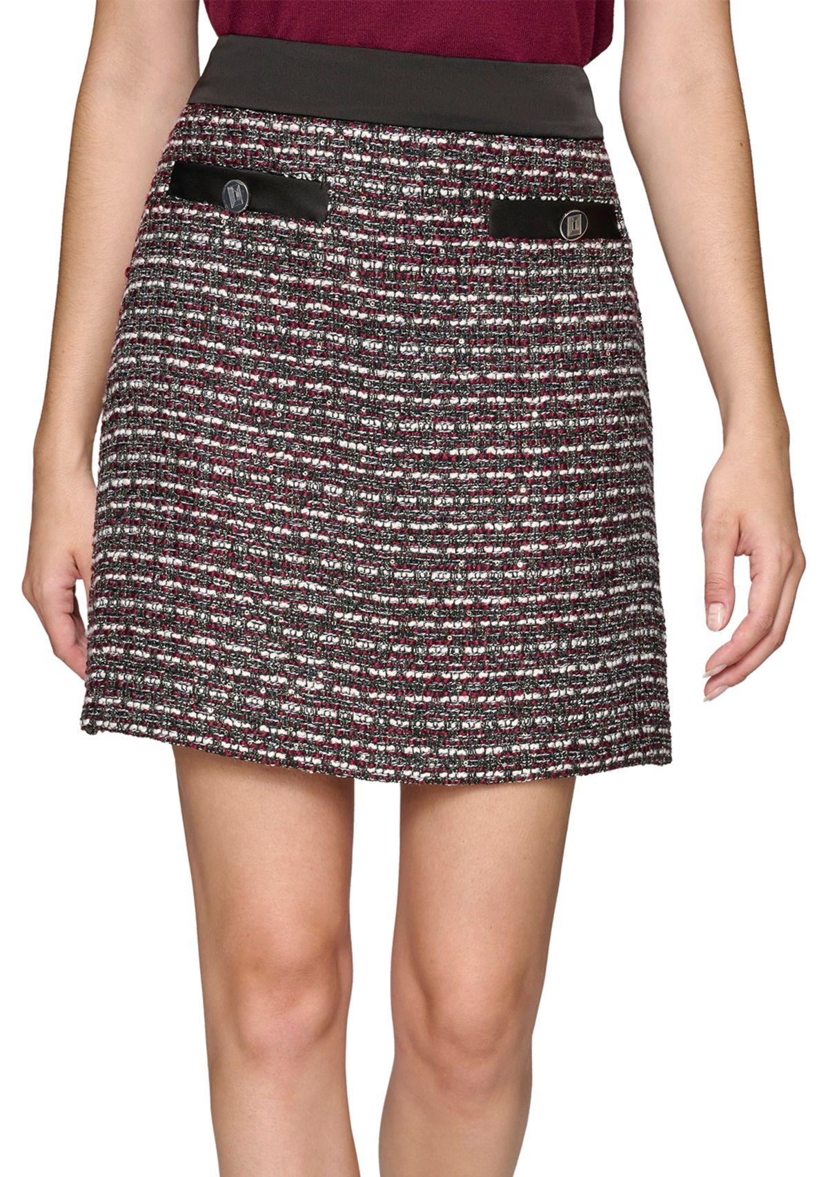 Womens Tweed Skirt with Contrast Trim 