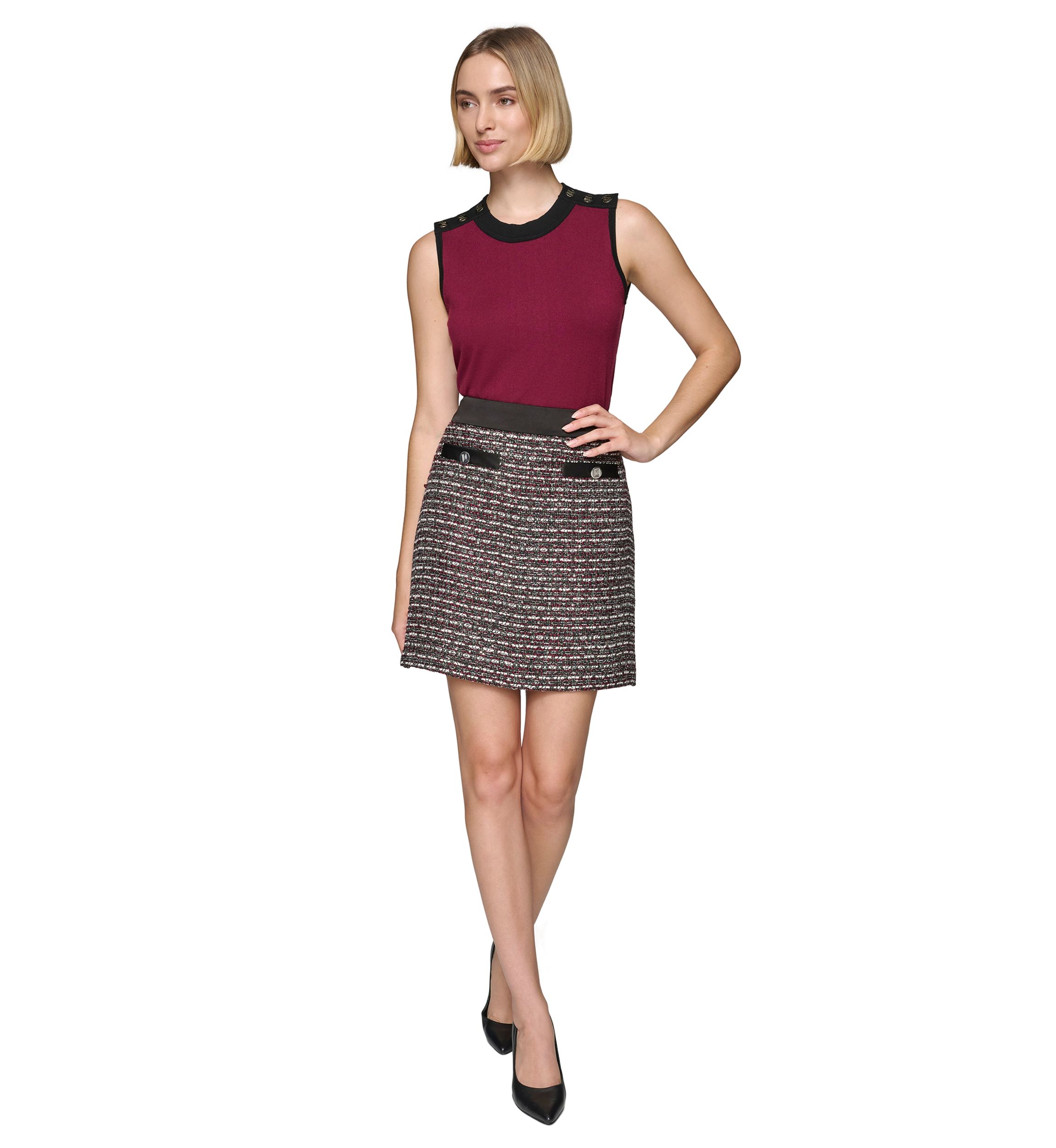 Womens Tweed Skirt with Contrast Trim 