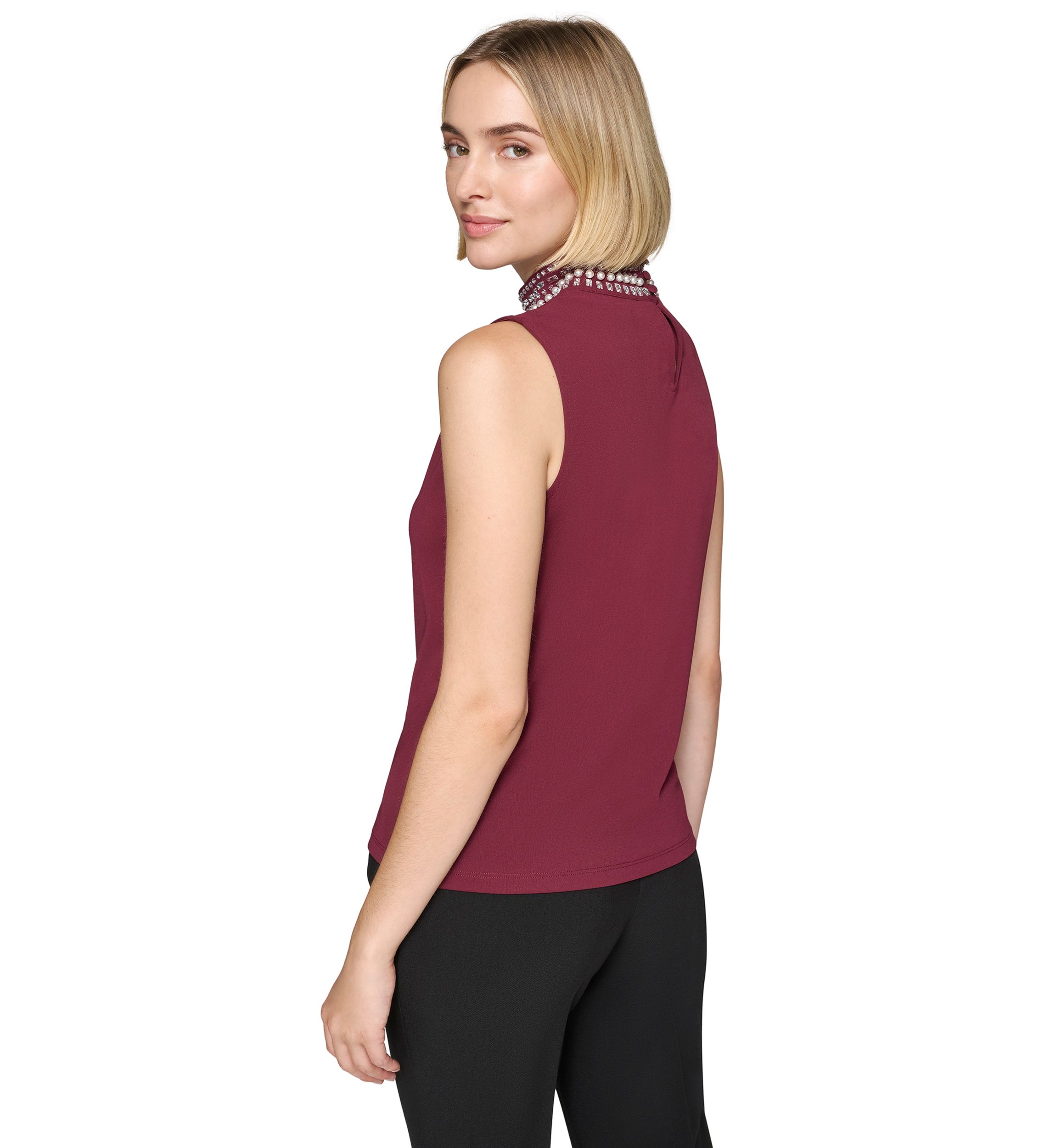 Womens Embellished Turtleneck Top