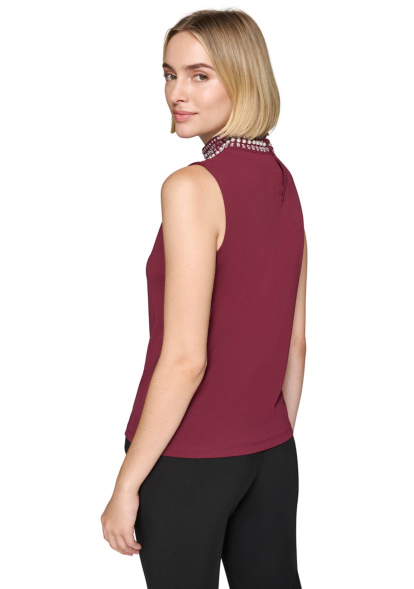 Womens Embellished Turtleneck Top
