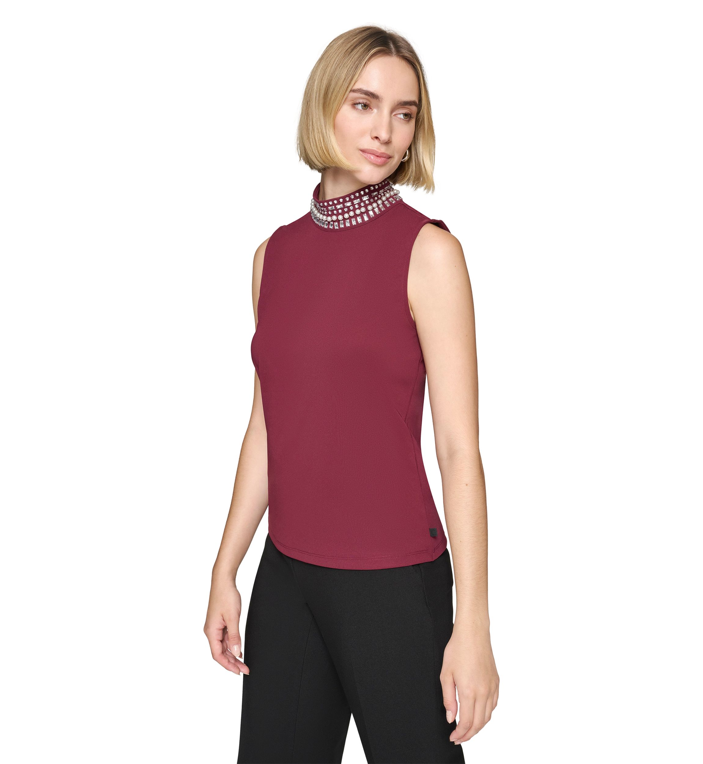 Womens Embellished Turtleneck Top