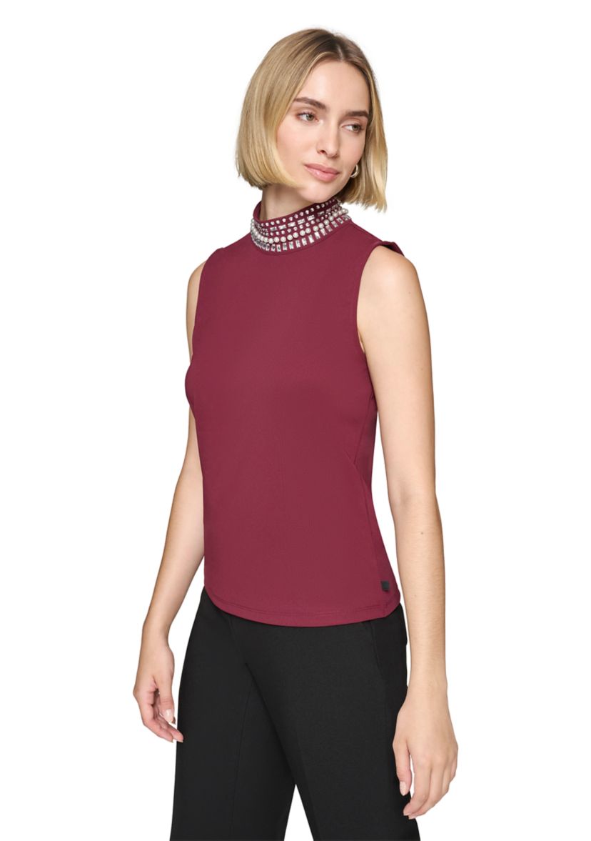 Womens Embellished Turtleneck Top
