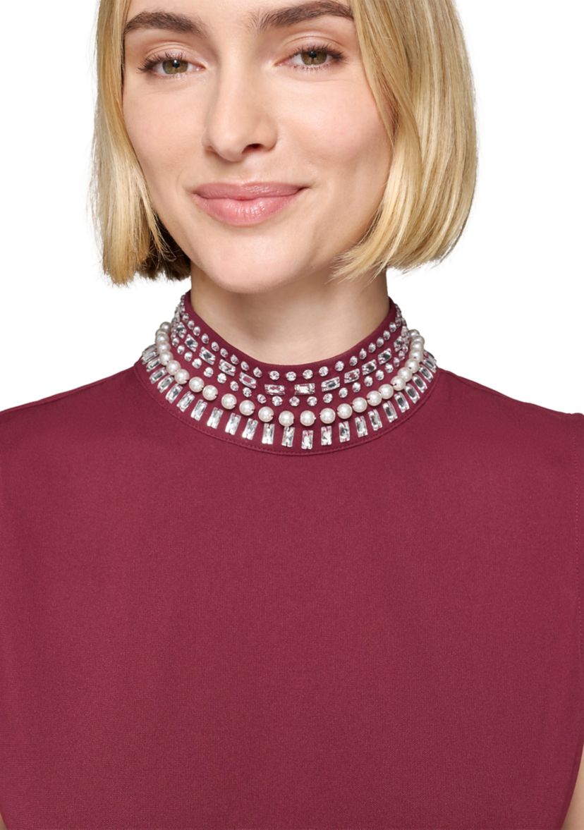 Womens Embellished Turtleneck Top