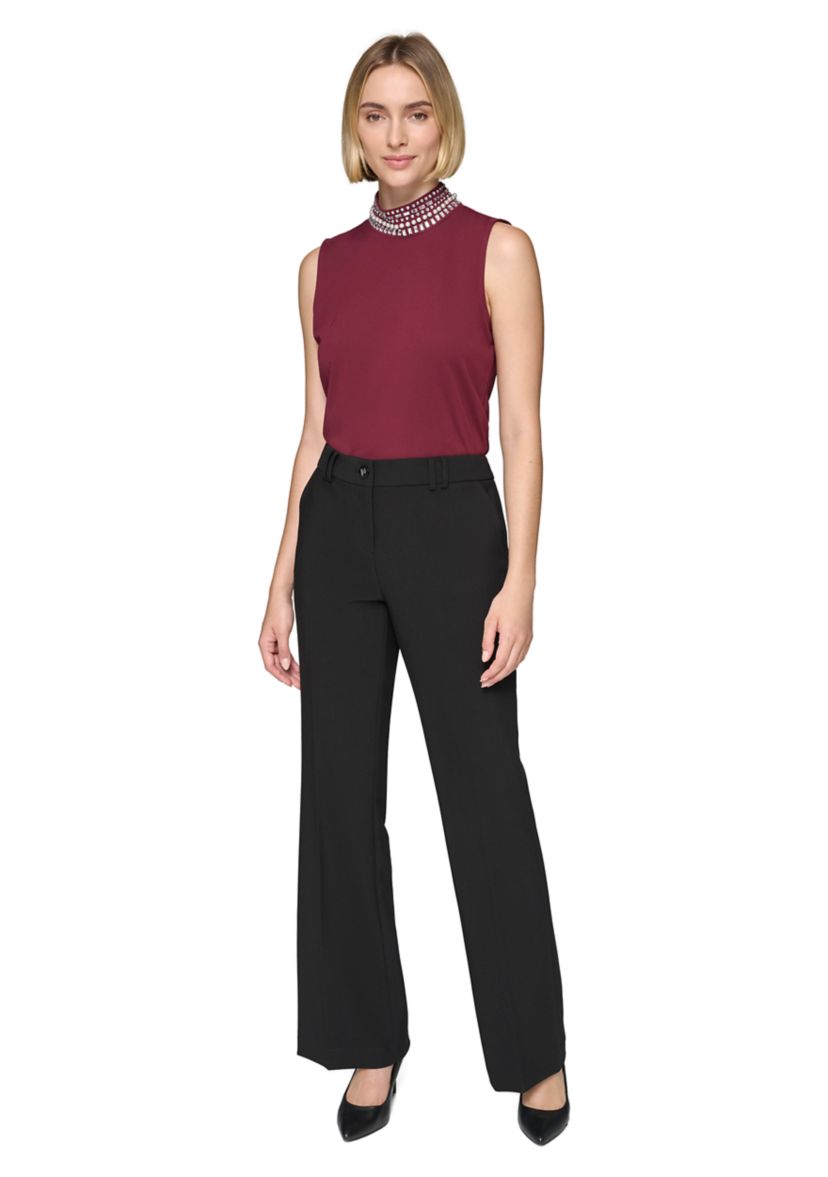 Womens Embellished Turtleneck Top