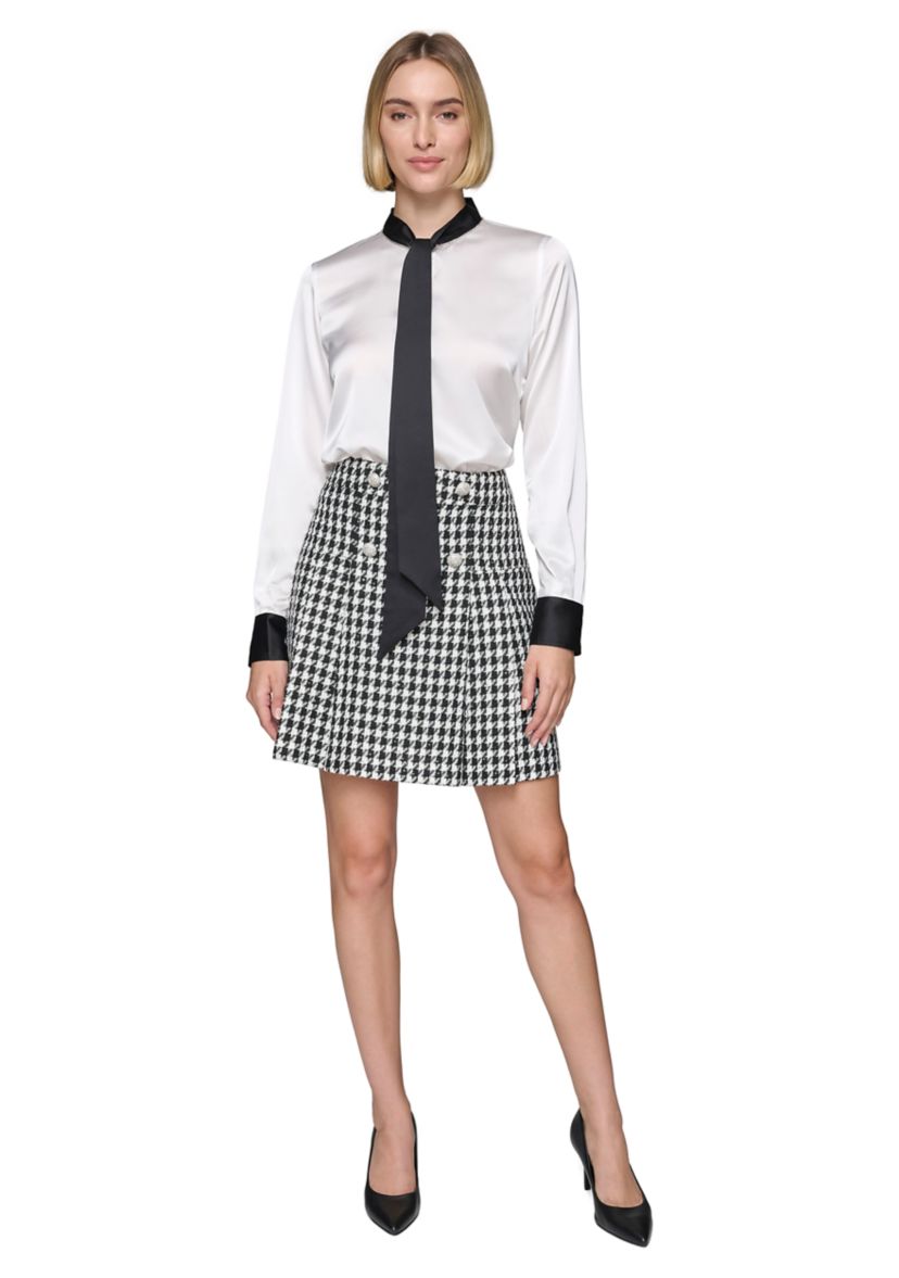 Womens Satin Tie Neck Blouse