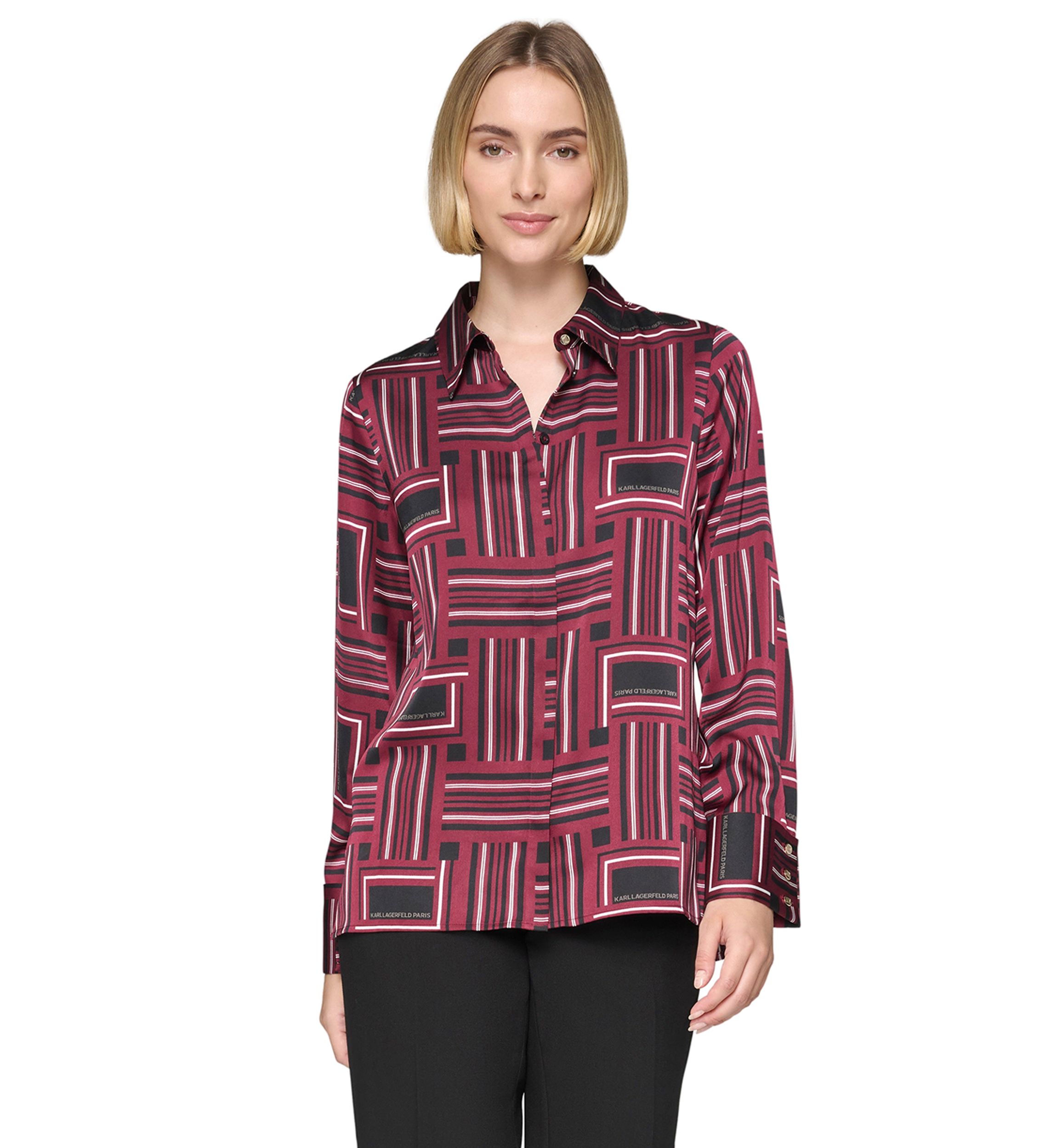 Womens Printed Collared Blouse