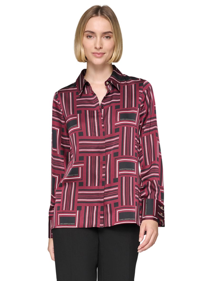Womens Printed Collared Blouse