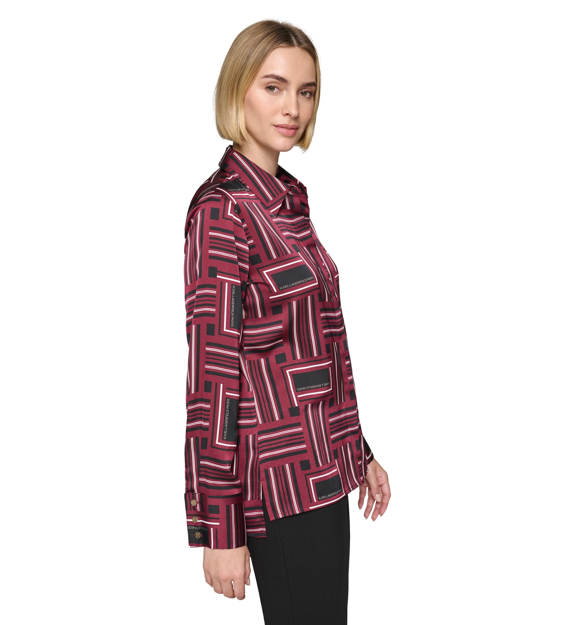 Womens Printed Collared Blouse
