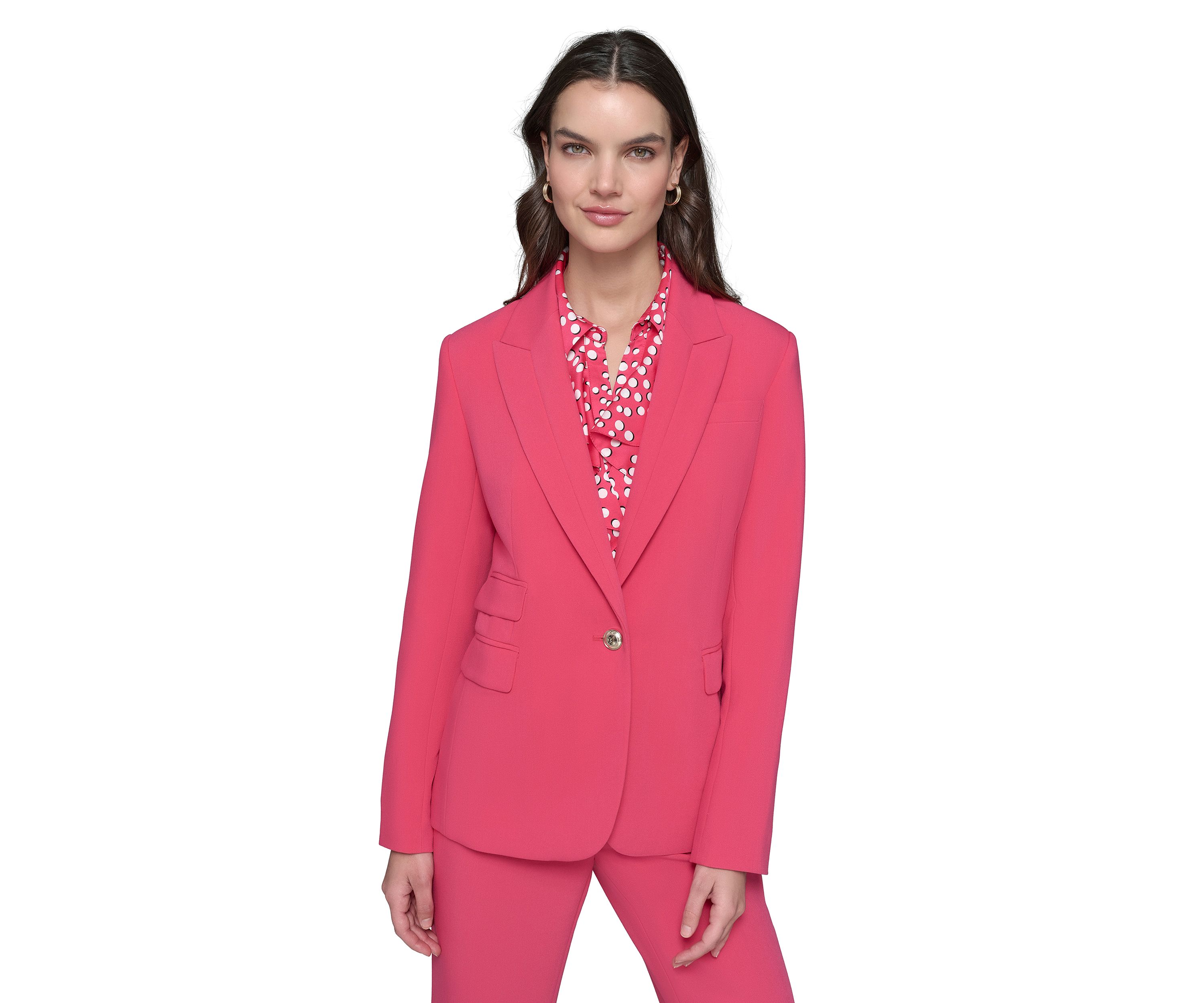 Womens One Button Jacket with Double Pocket Flaps