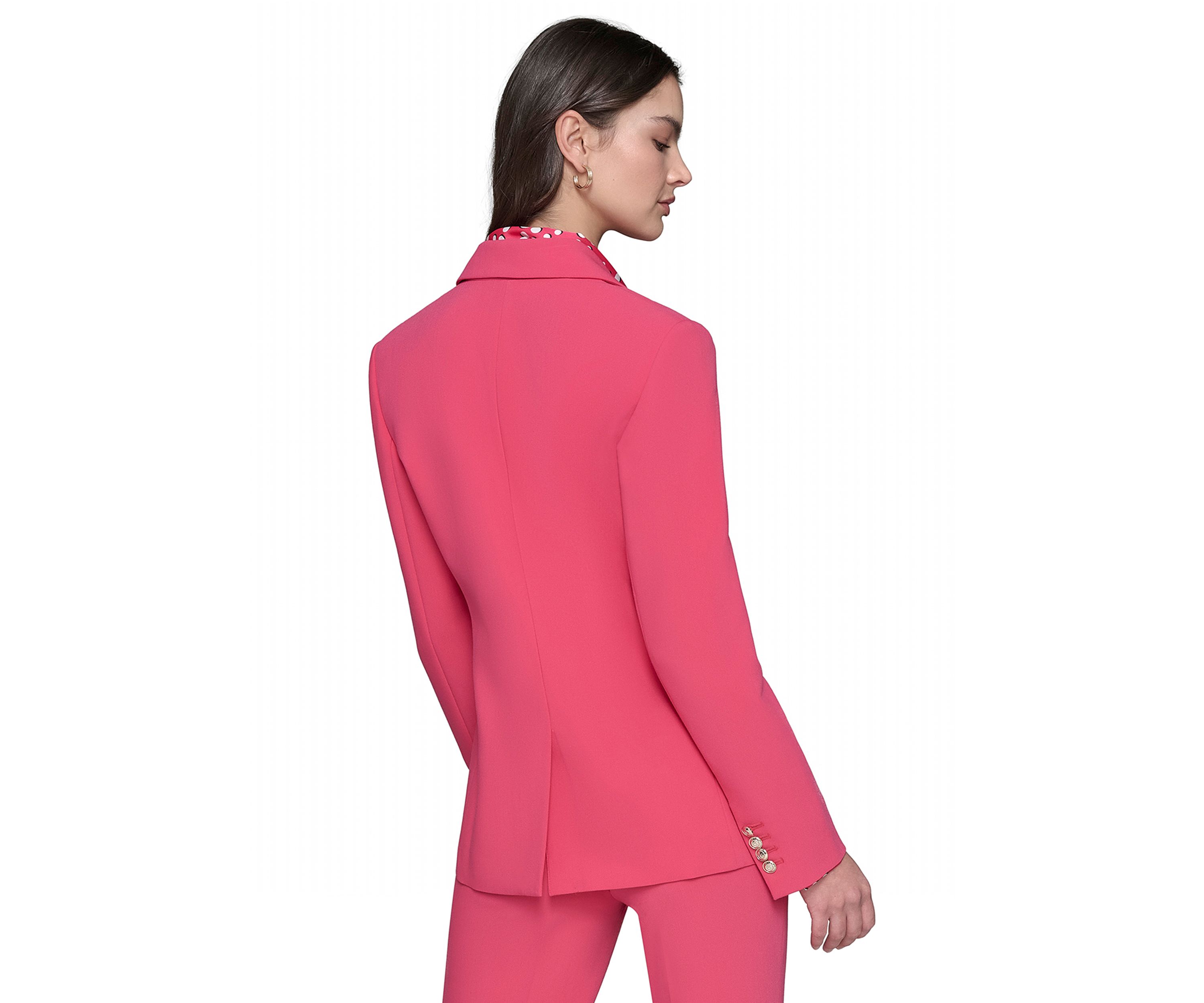 Womens One Button Jacket with Double Pocket Flaps