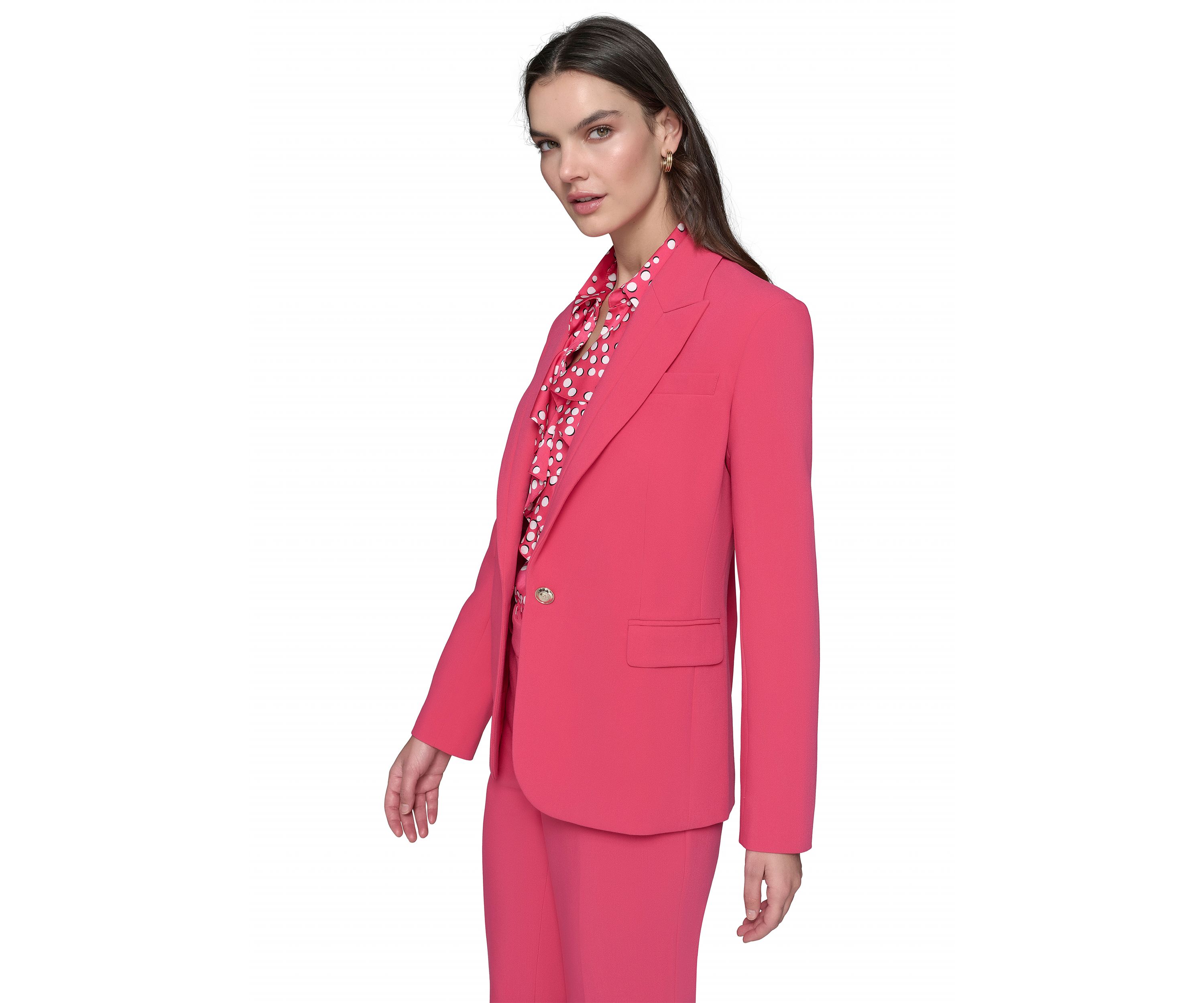 Womens One Button Jacket with Double Pocket Flaps