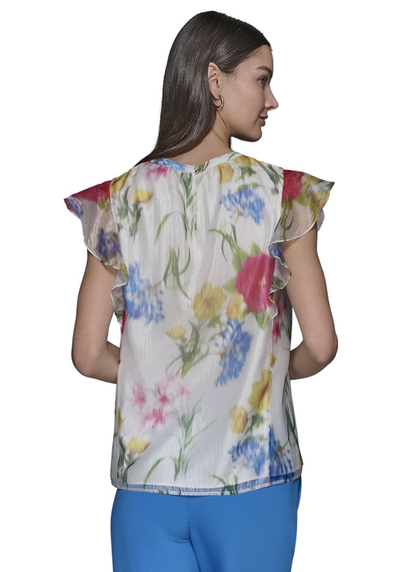 Womens Organza Floral Printed Blouse