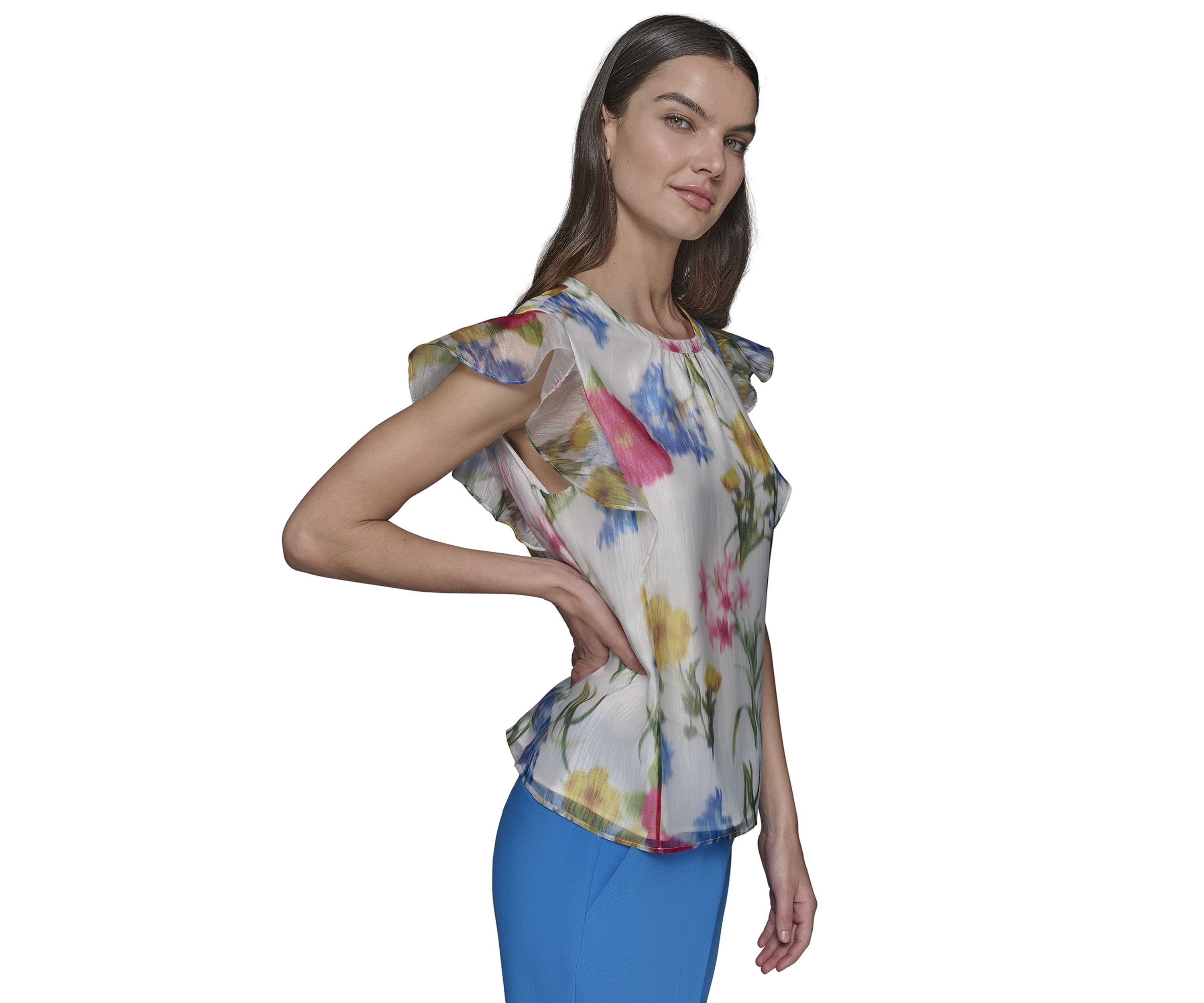 Womens Organza Floral Printed Blouse