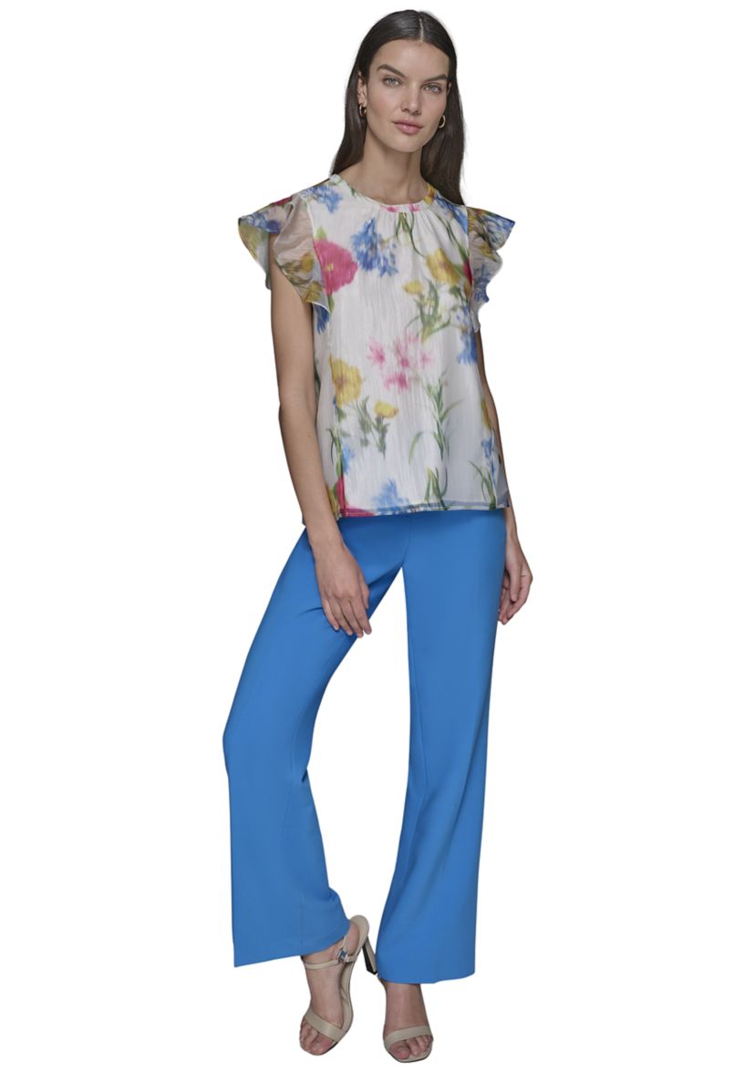Womens Organza Floral Printed Blouse