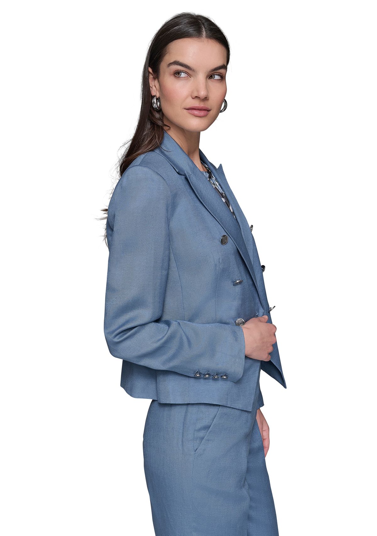 Womens Linen Double Breasted Jacket