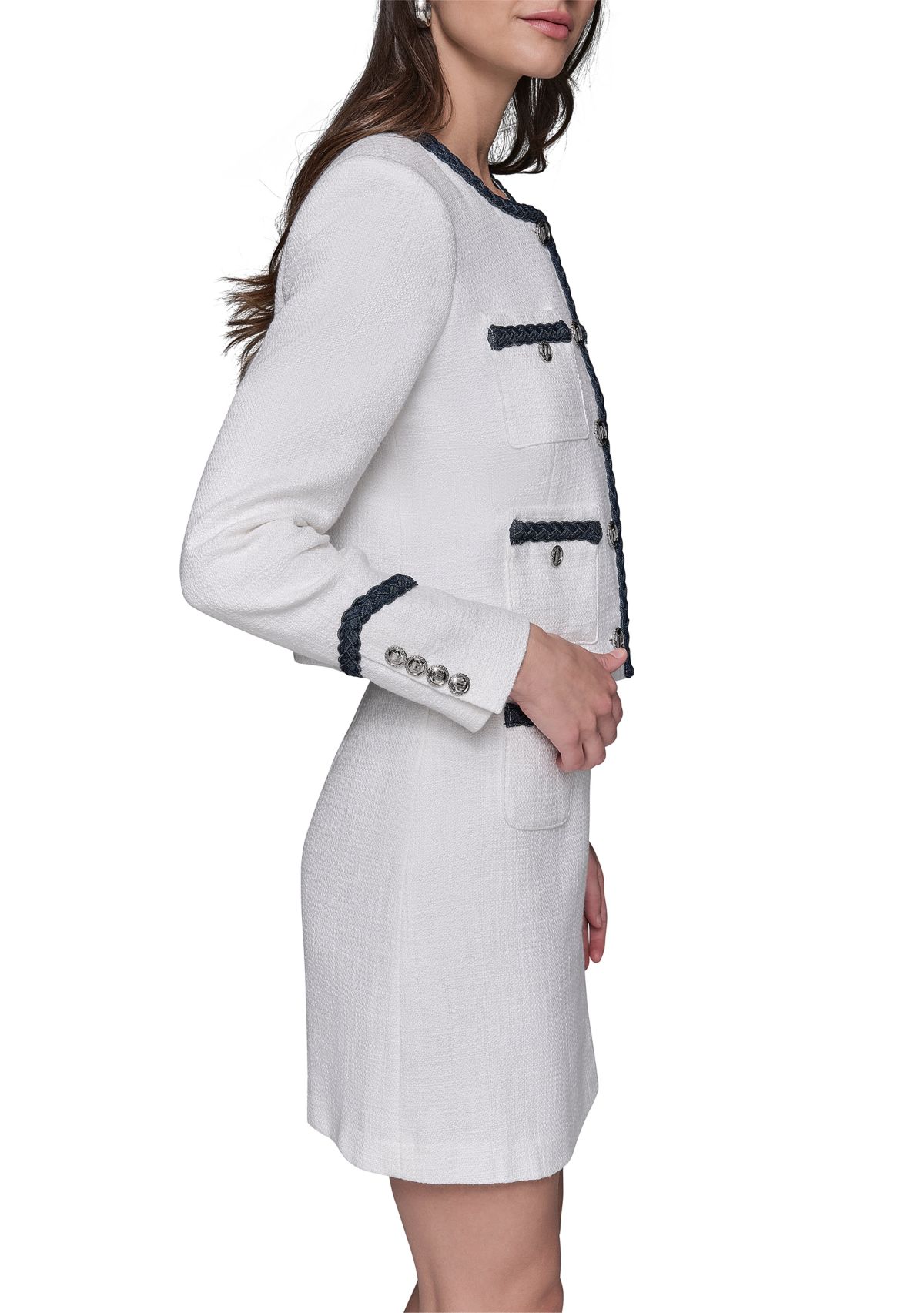 Womens Tweed Button Front Jacket