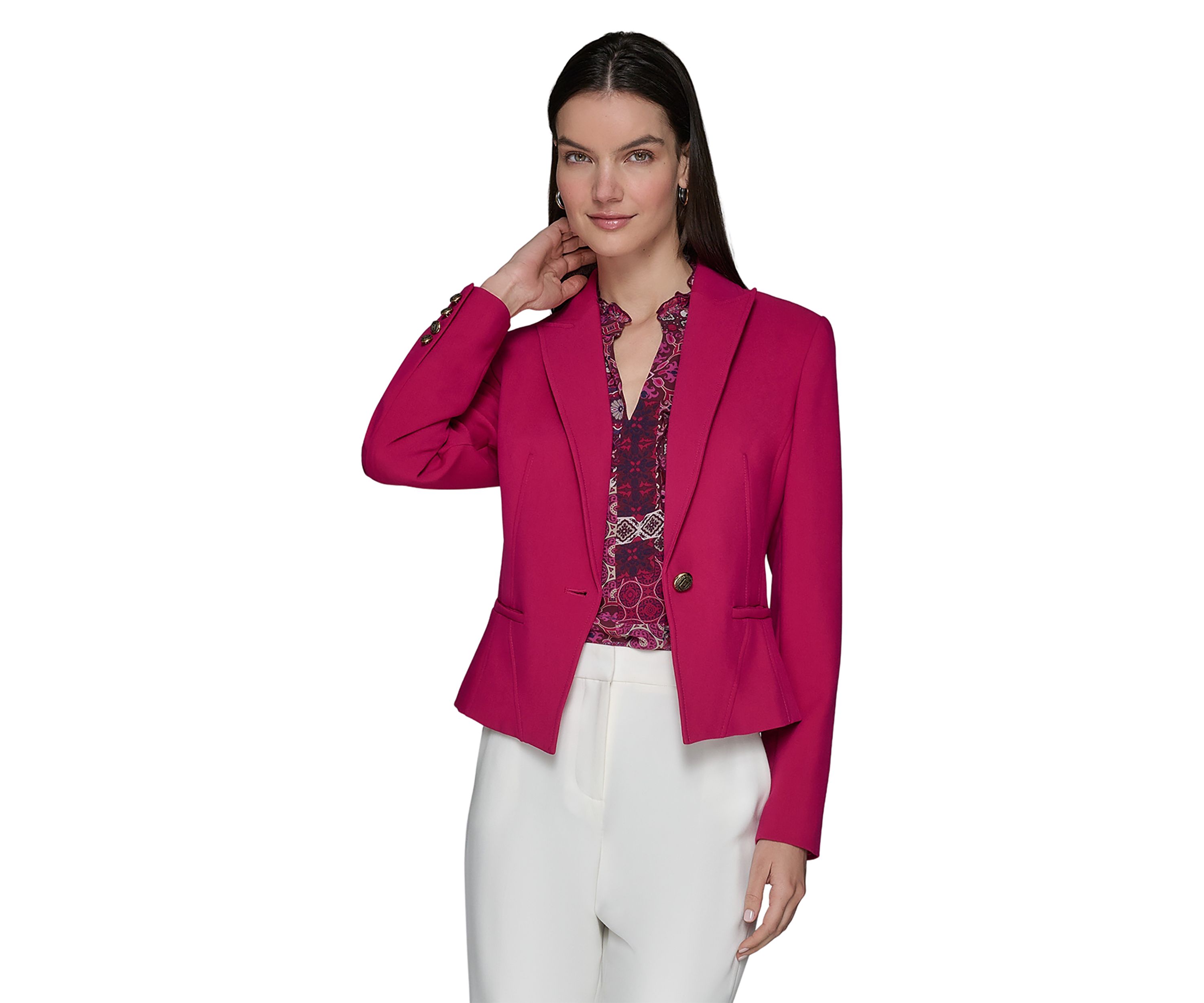 Womens One Button Cropped Jacket