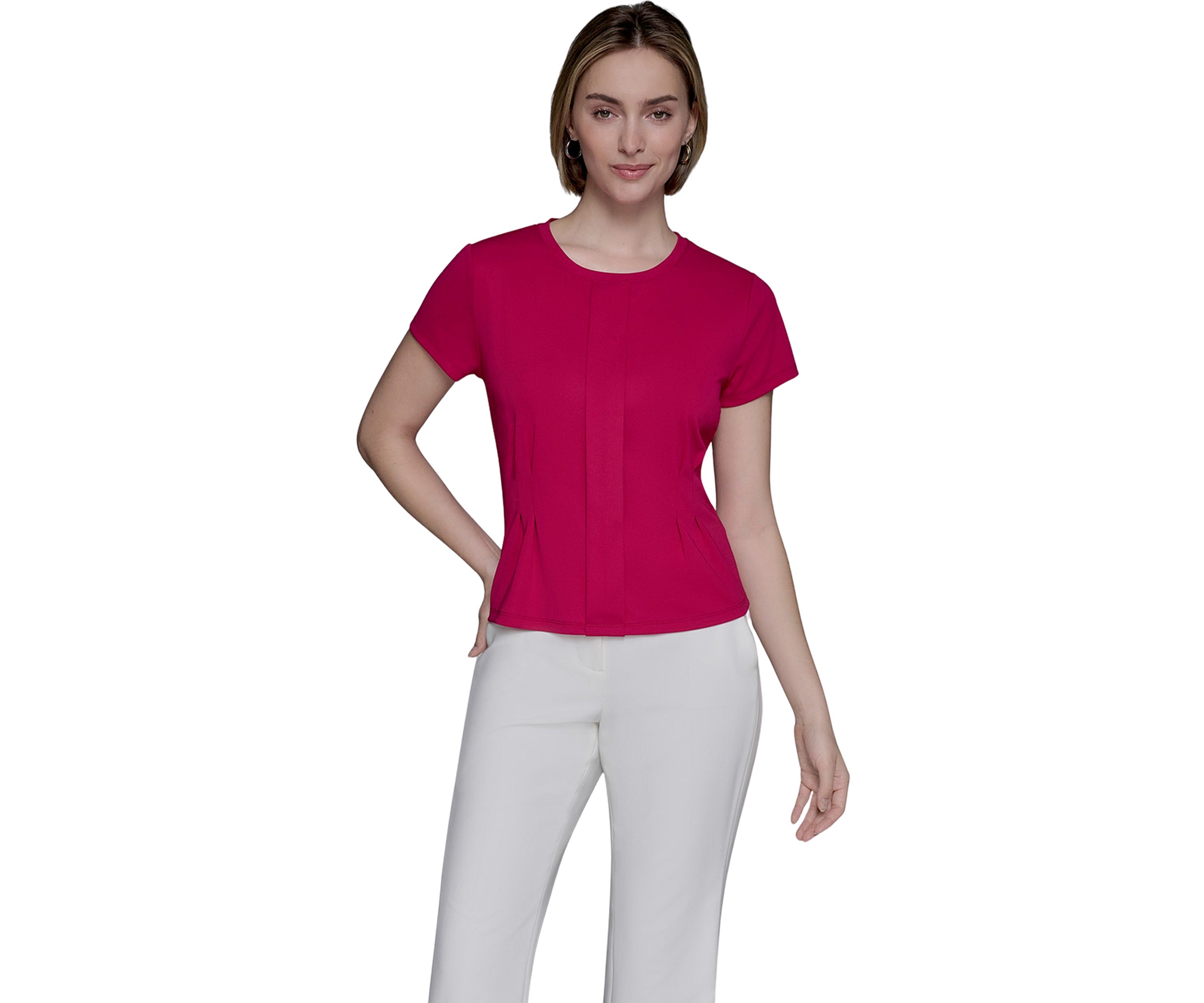 Womens Short Sleeve Top with Pleats
