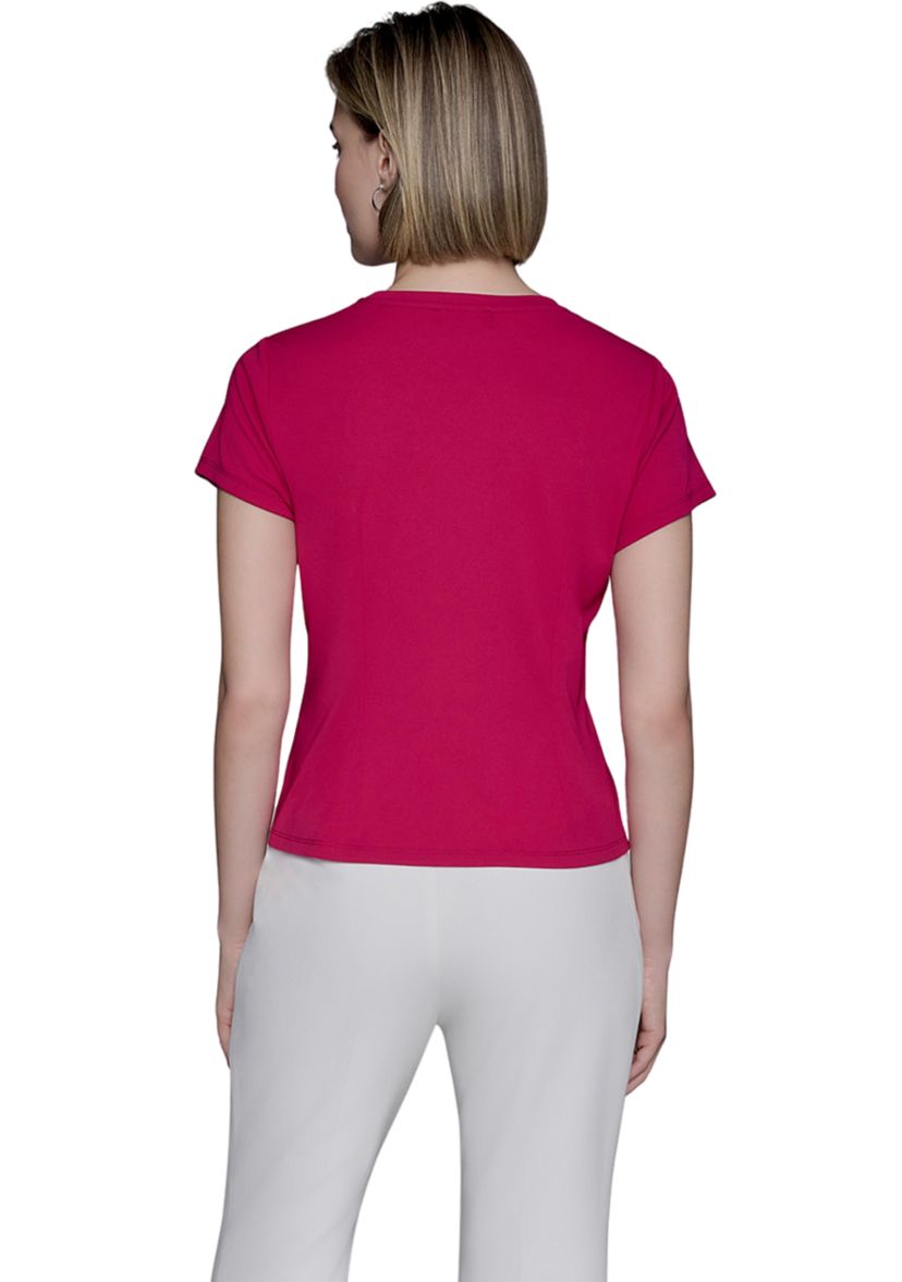 Womens Short Sleeve Top with Pleats