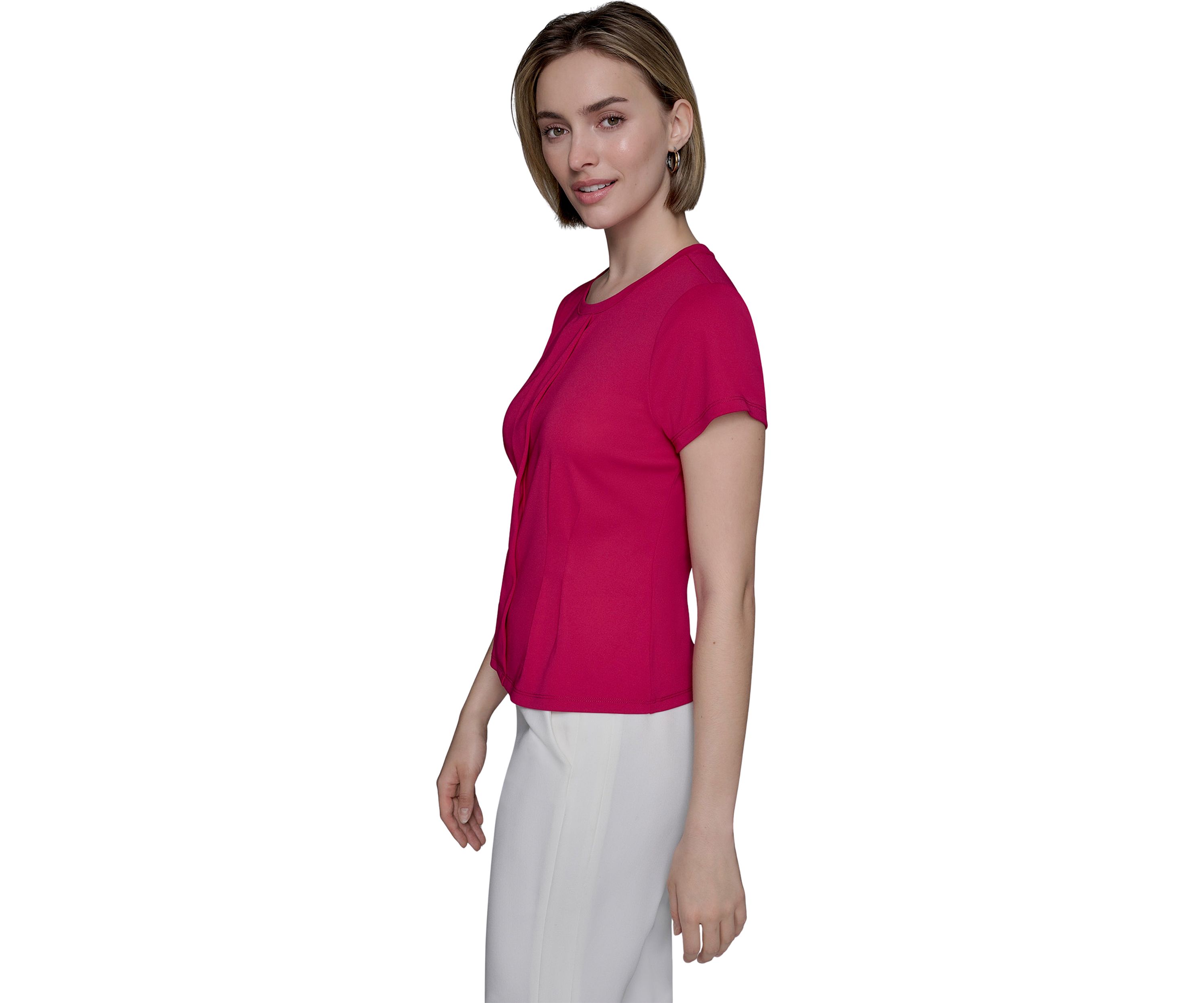 Womens Short Sleeve Top with Pleats