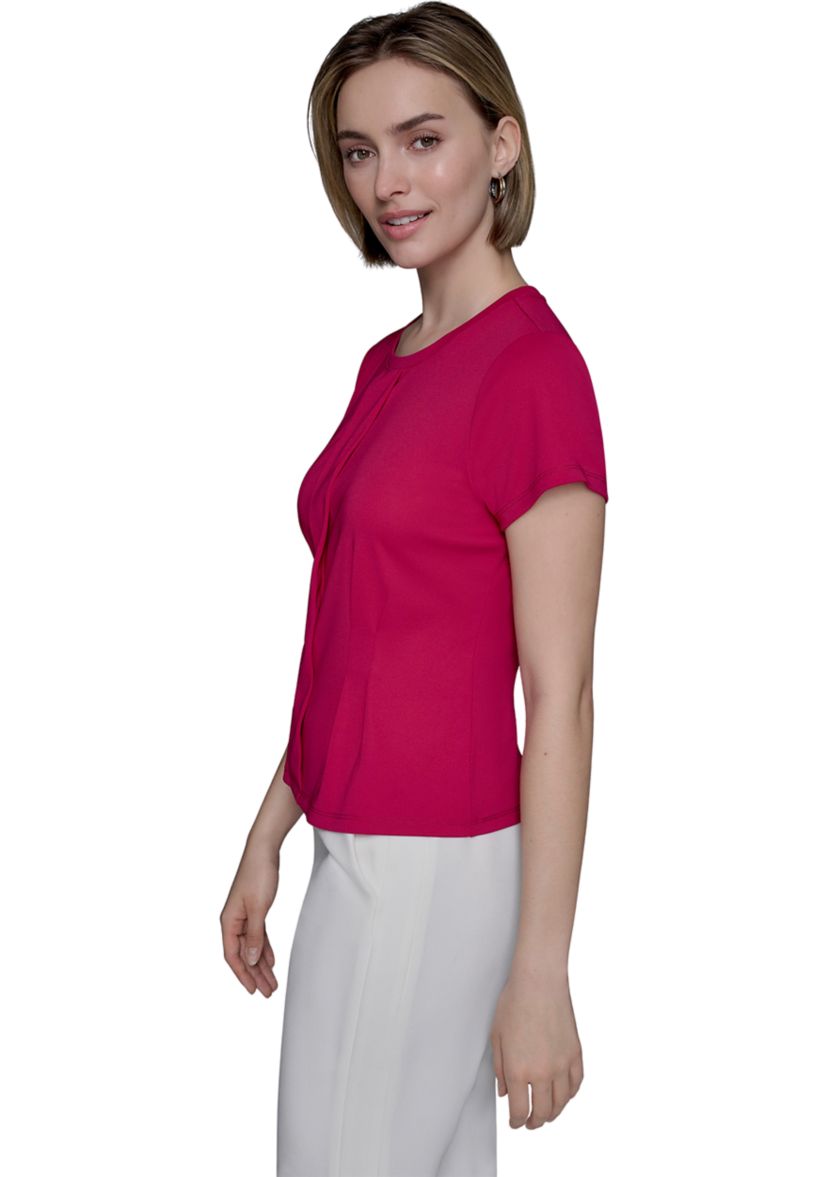 Womens Short Sleeve Top with Pleats