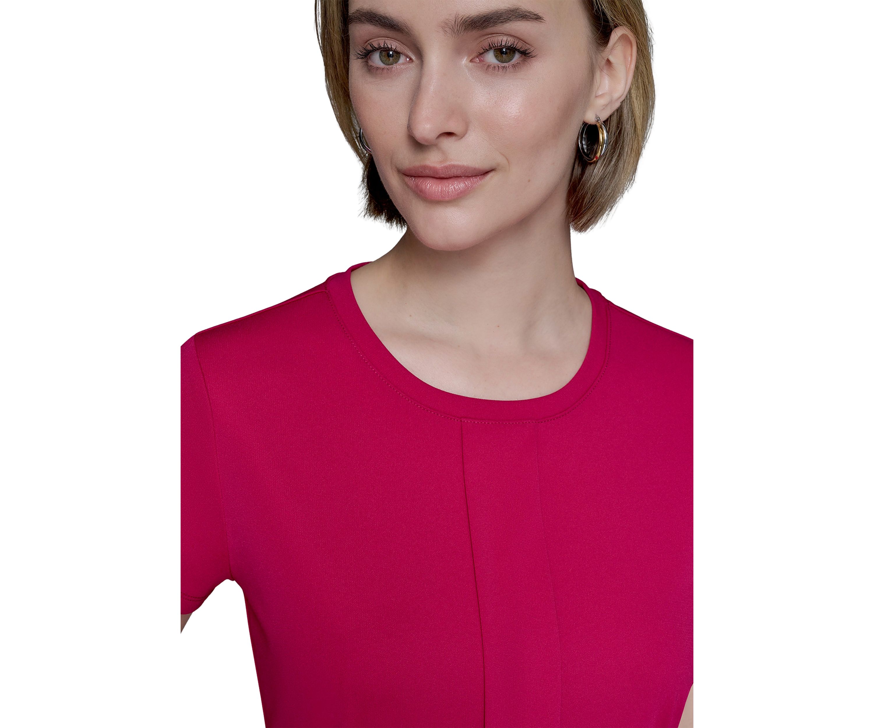 Womens Short Sleeve Top with Pleats