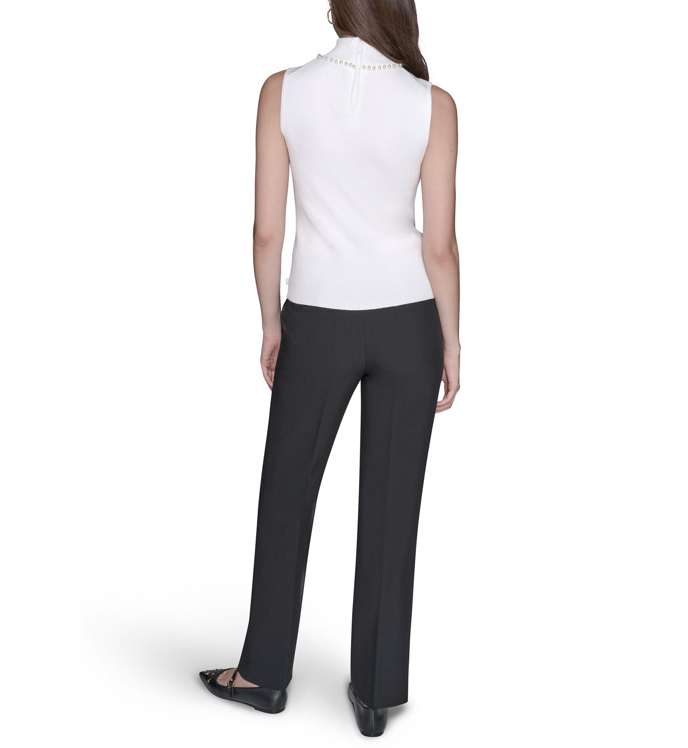 Womens Sleeveless Sweater with Pearl Detail 