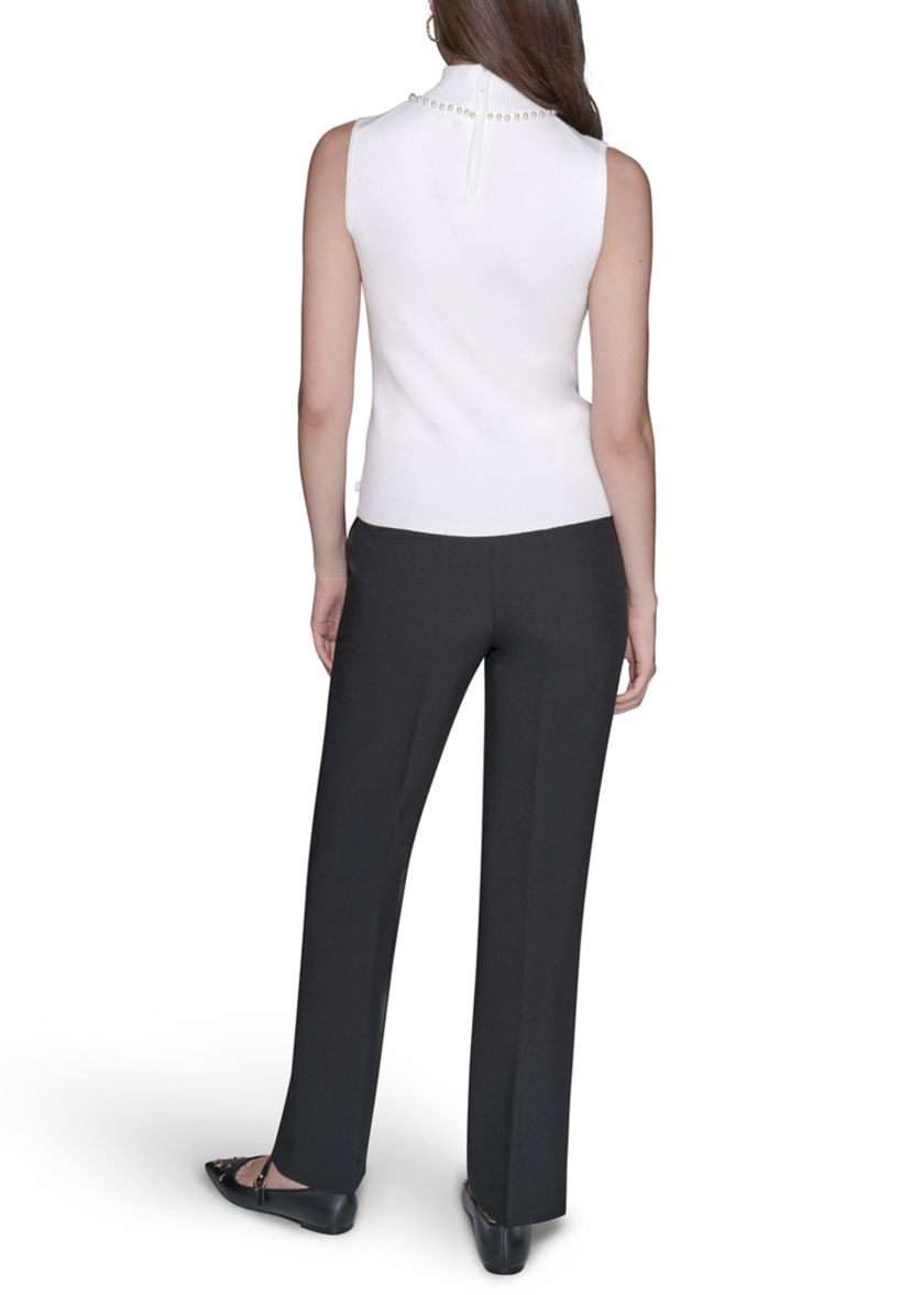 Womens Sleeveless Sweater with Pearl Detail 