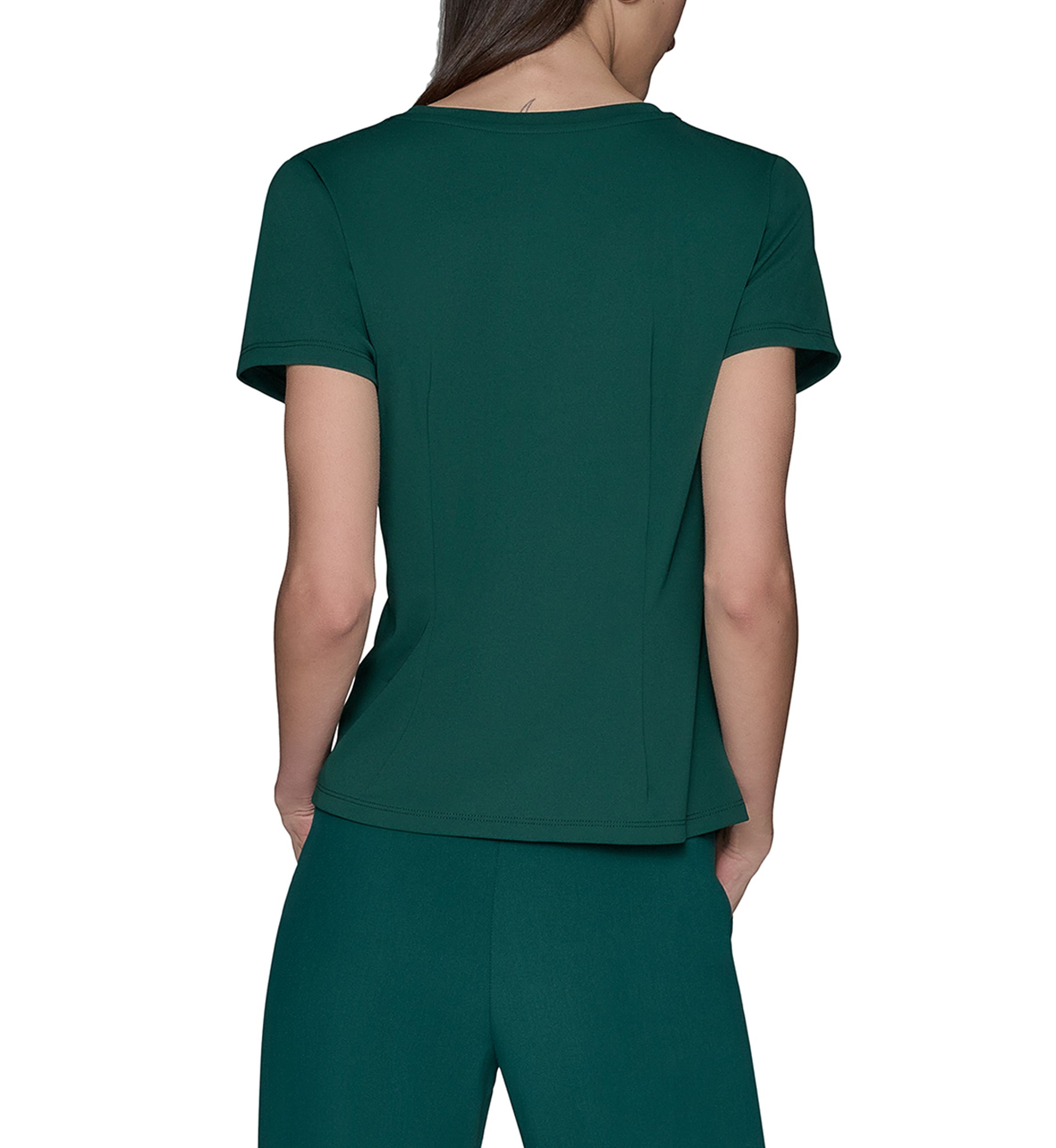 Womens Short Sleeve Pleated Knit Top