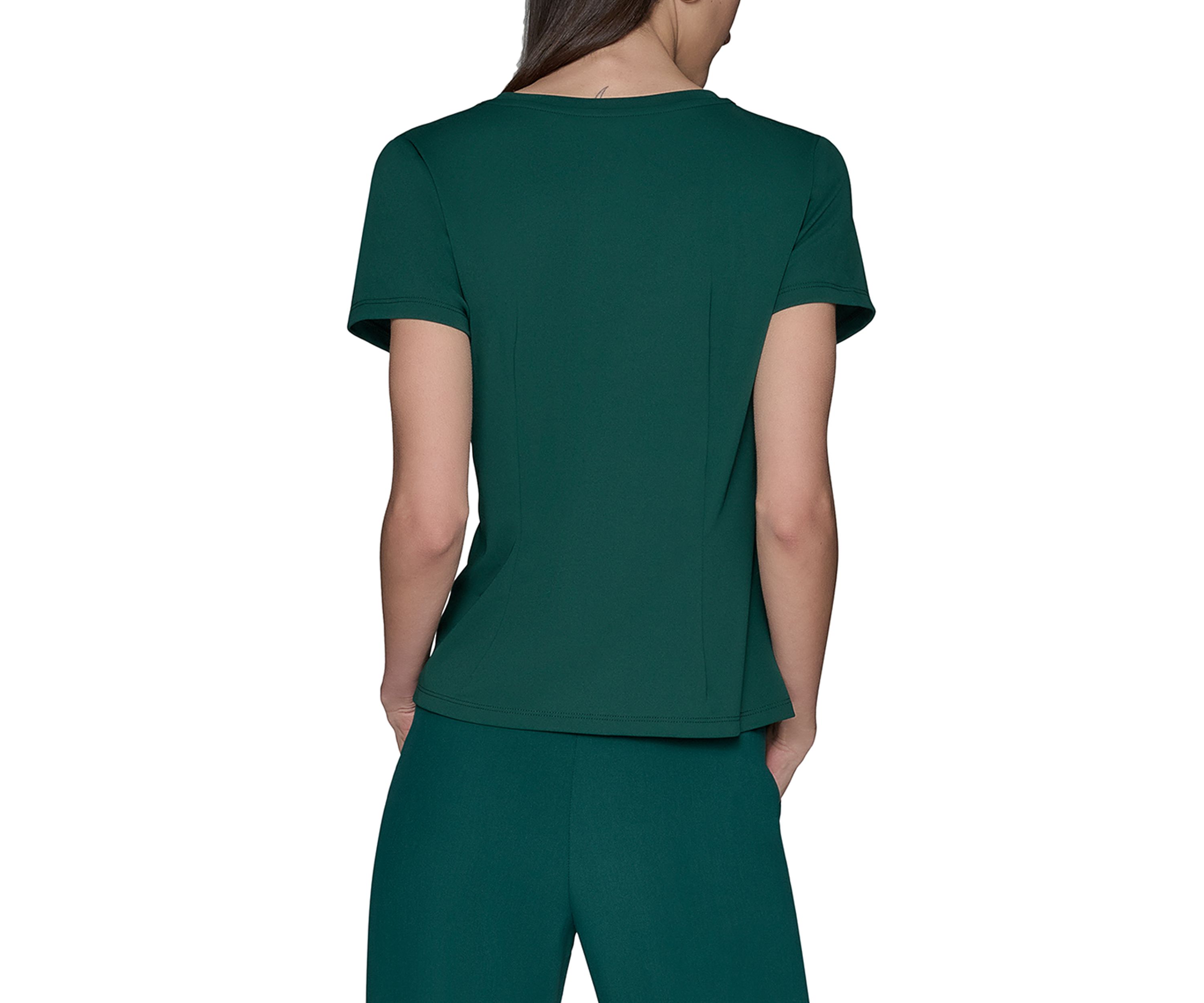 Womens Short Sleeve Pleated Knit Top