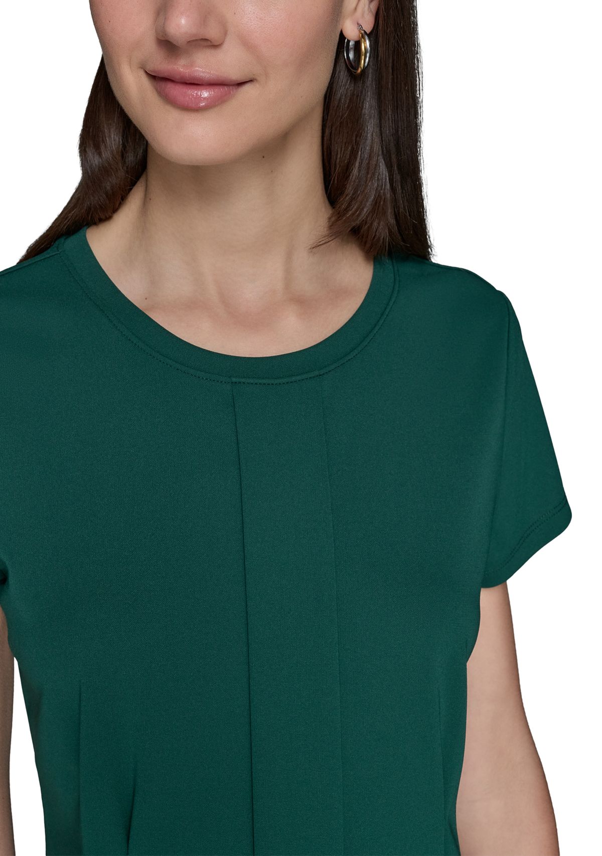 Womens Short Sleeve Pleated Knit Top