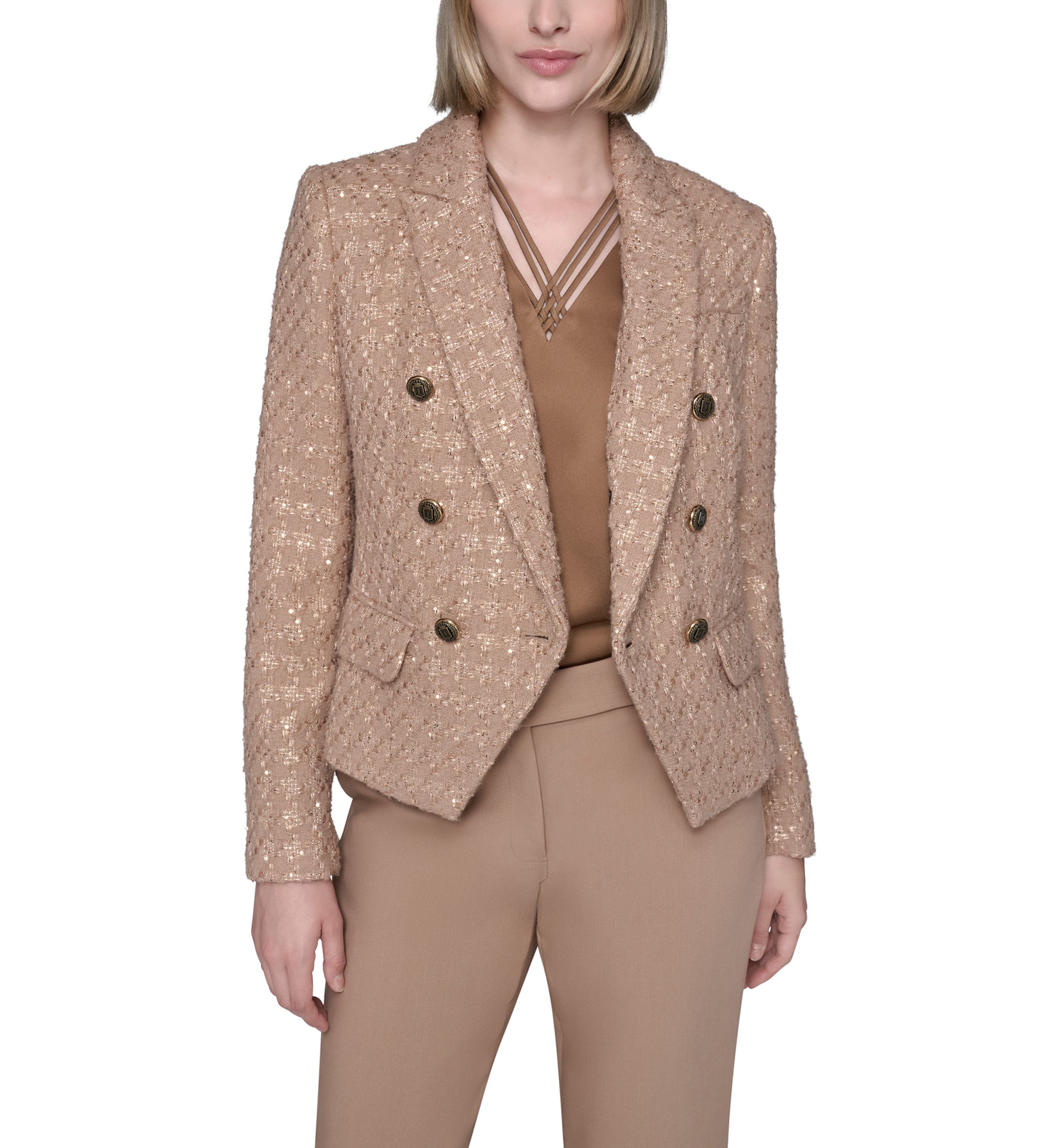 Womens Tweed Double Breasted Novelty Jacket
